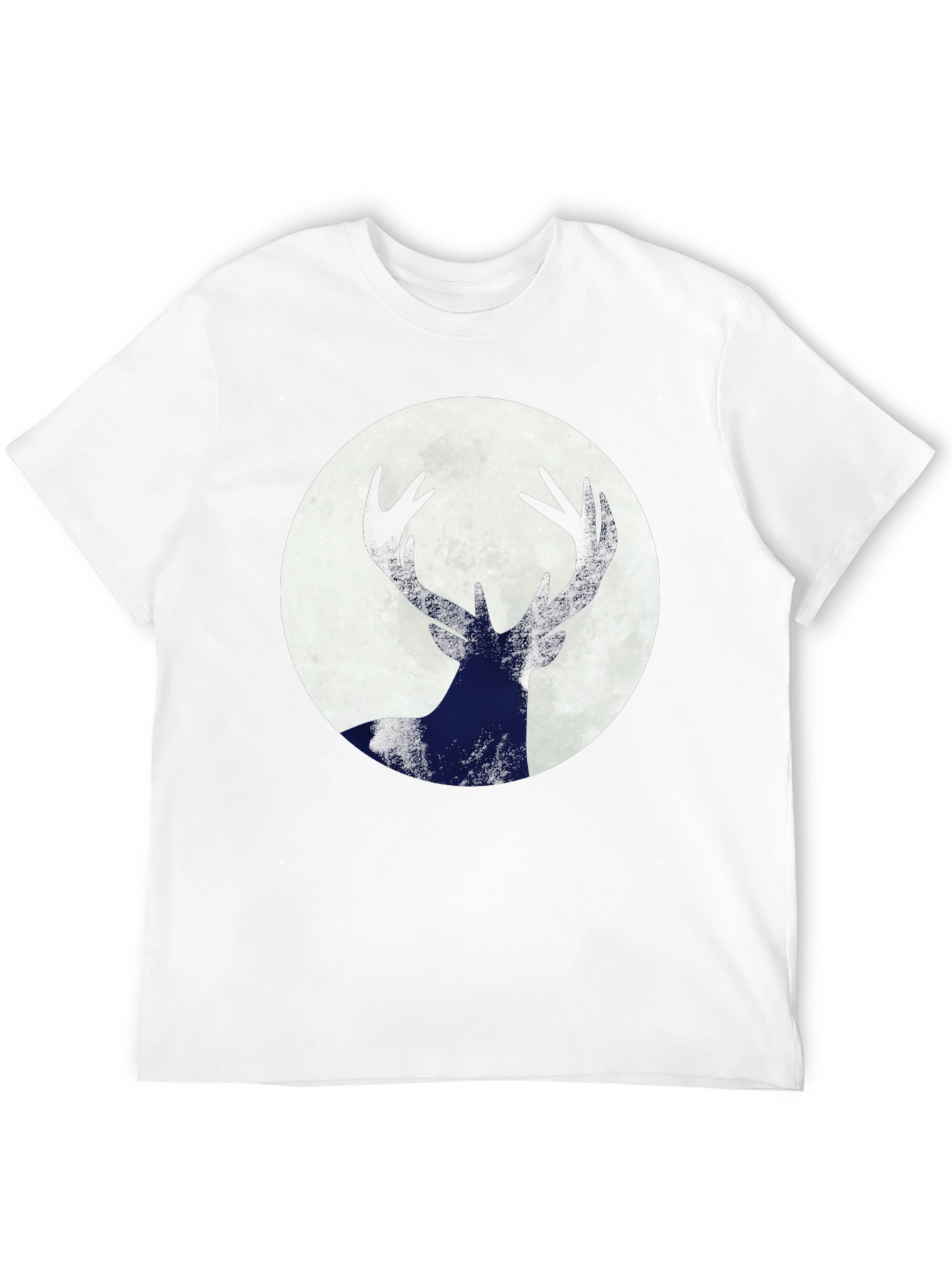 Deer Silhouette Moon Graphic Tee - Black
