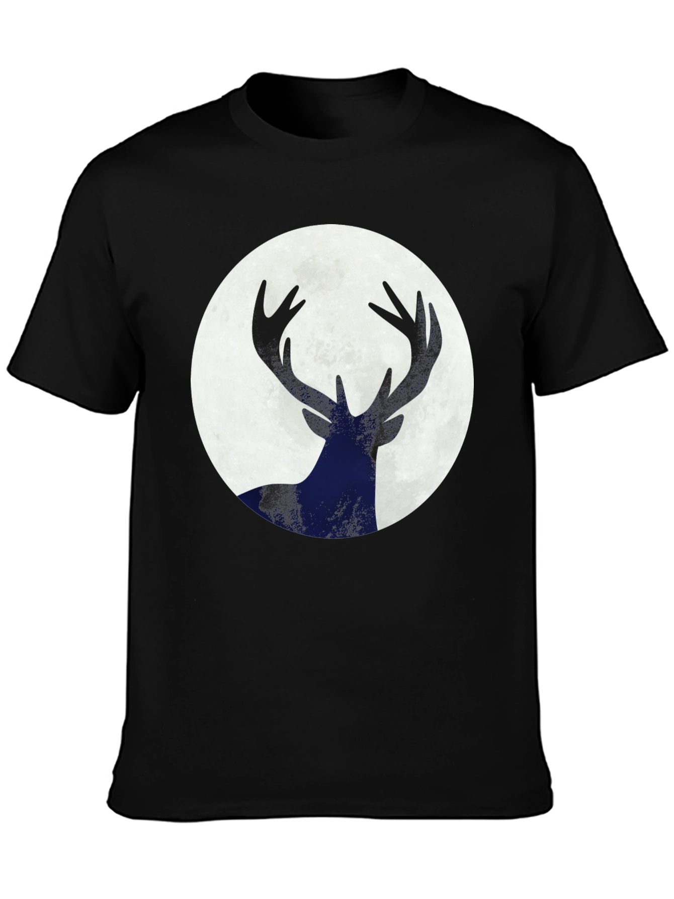 Deer Silhouette Moon Graphic Tee - Black