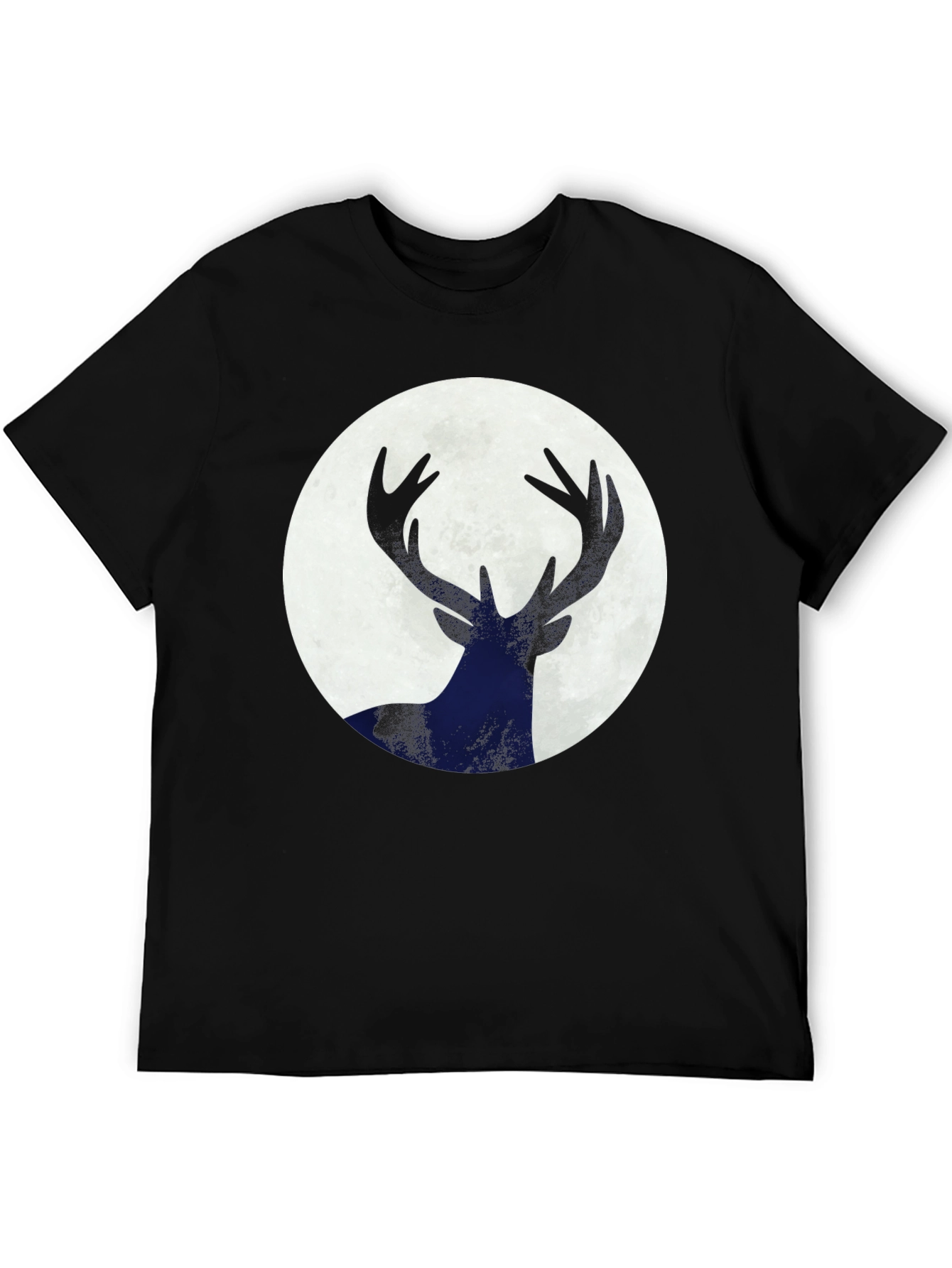 Deer Silhouette Moon Graphic Tee - Black
