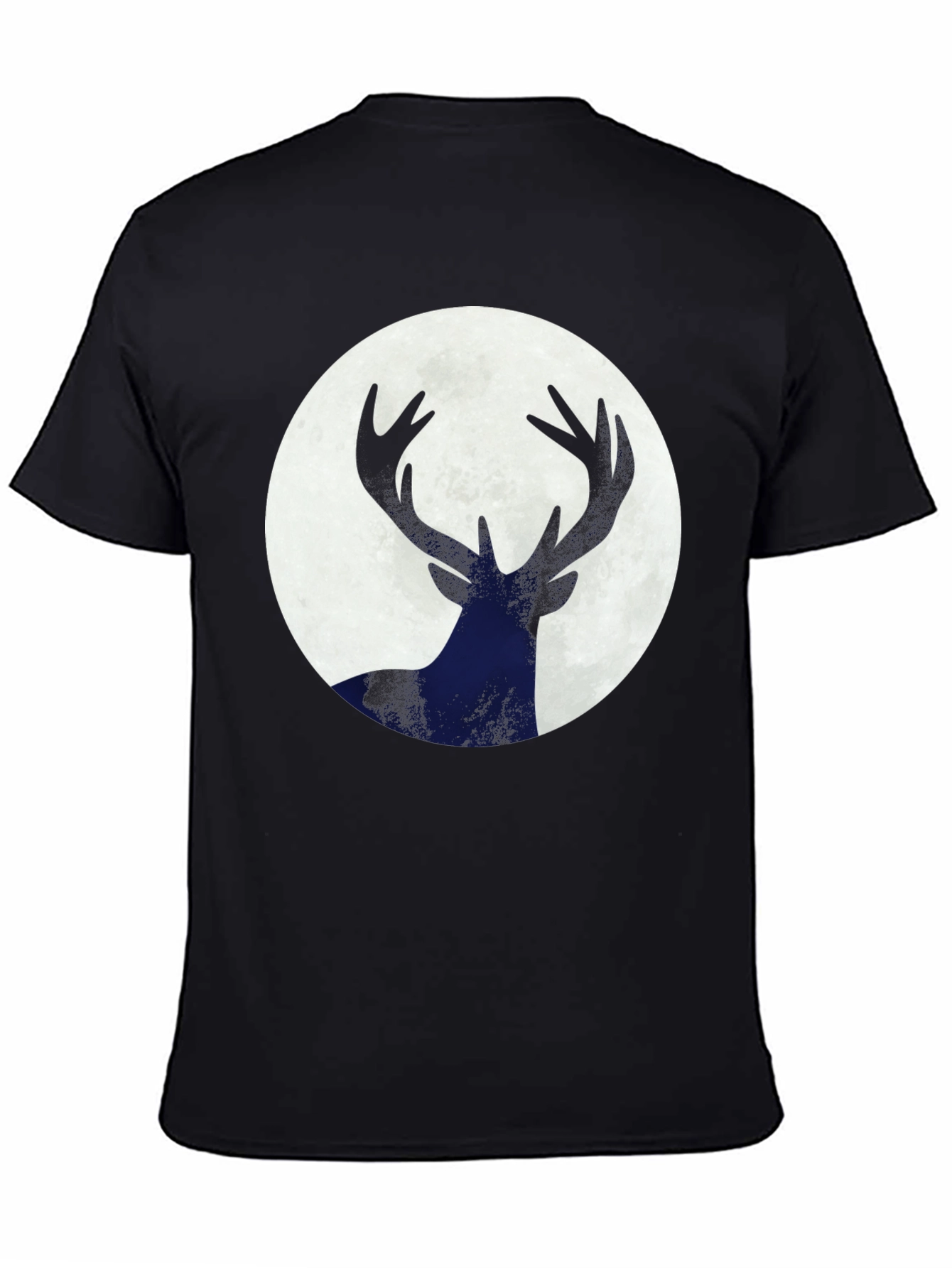Deer Silhouette Moon Graphic Tee - Black