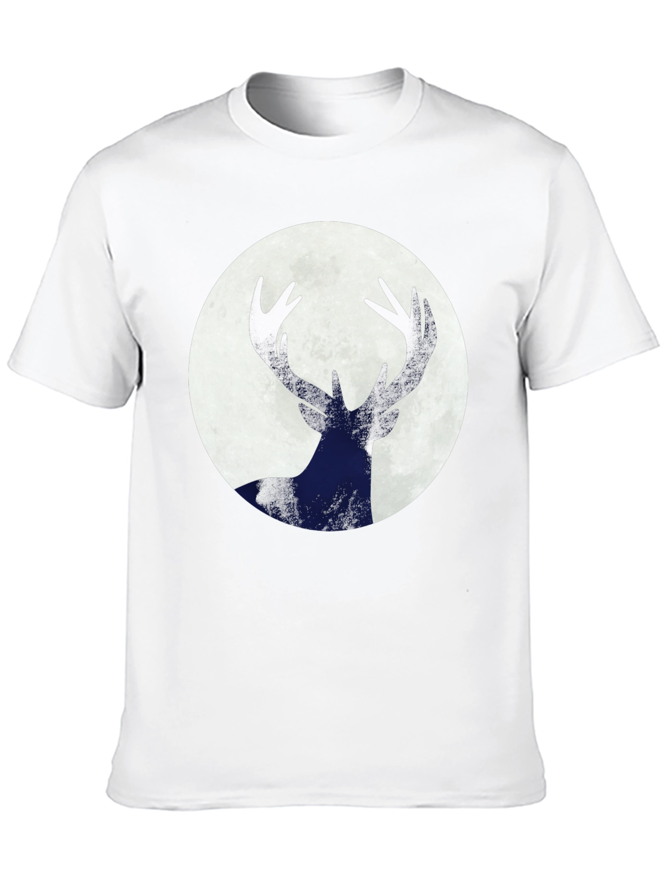 Deer Silhouette Moon Graphic Tee - Black
