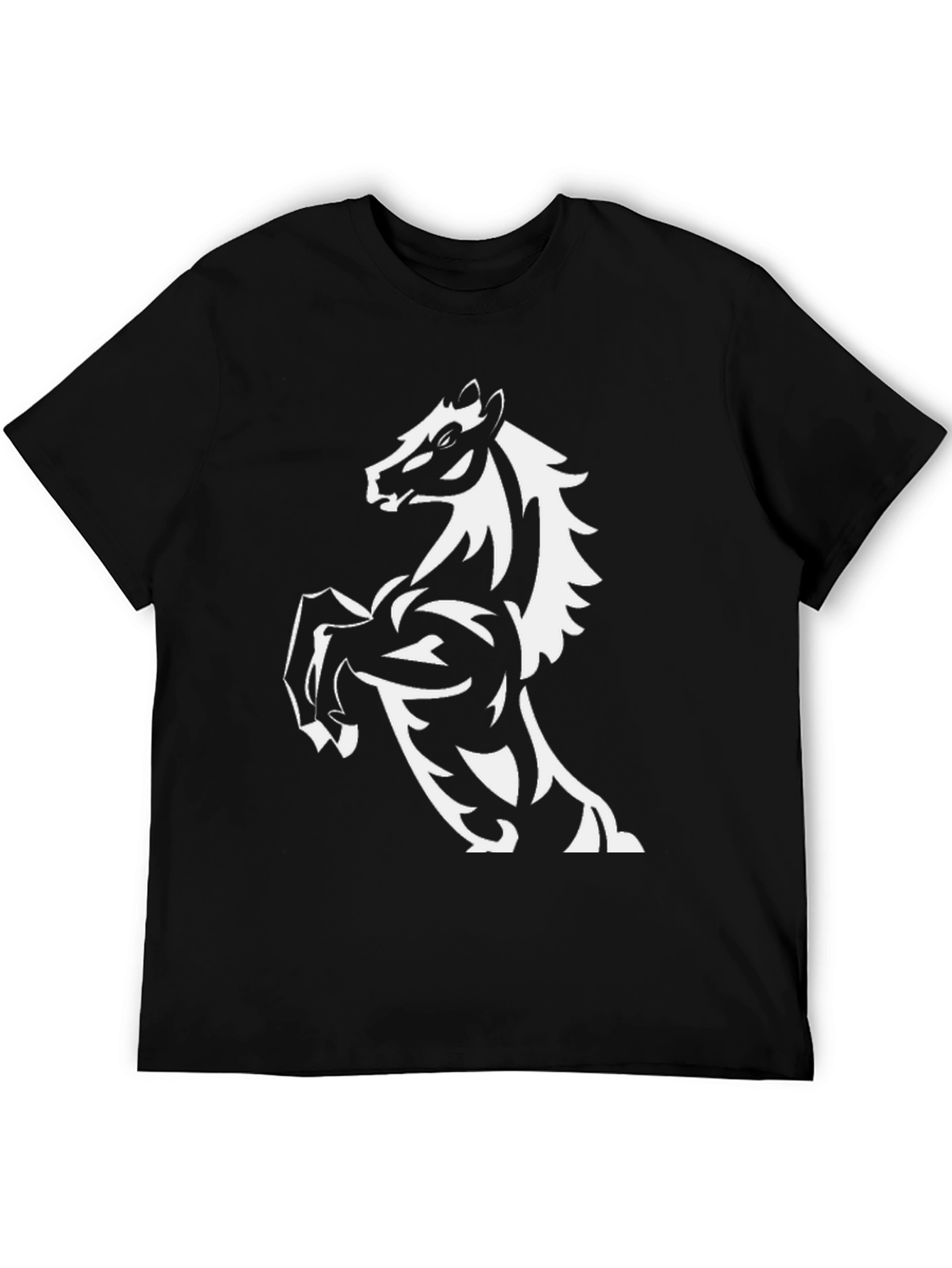 Mens Black T-Shirt with Horse Graphic