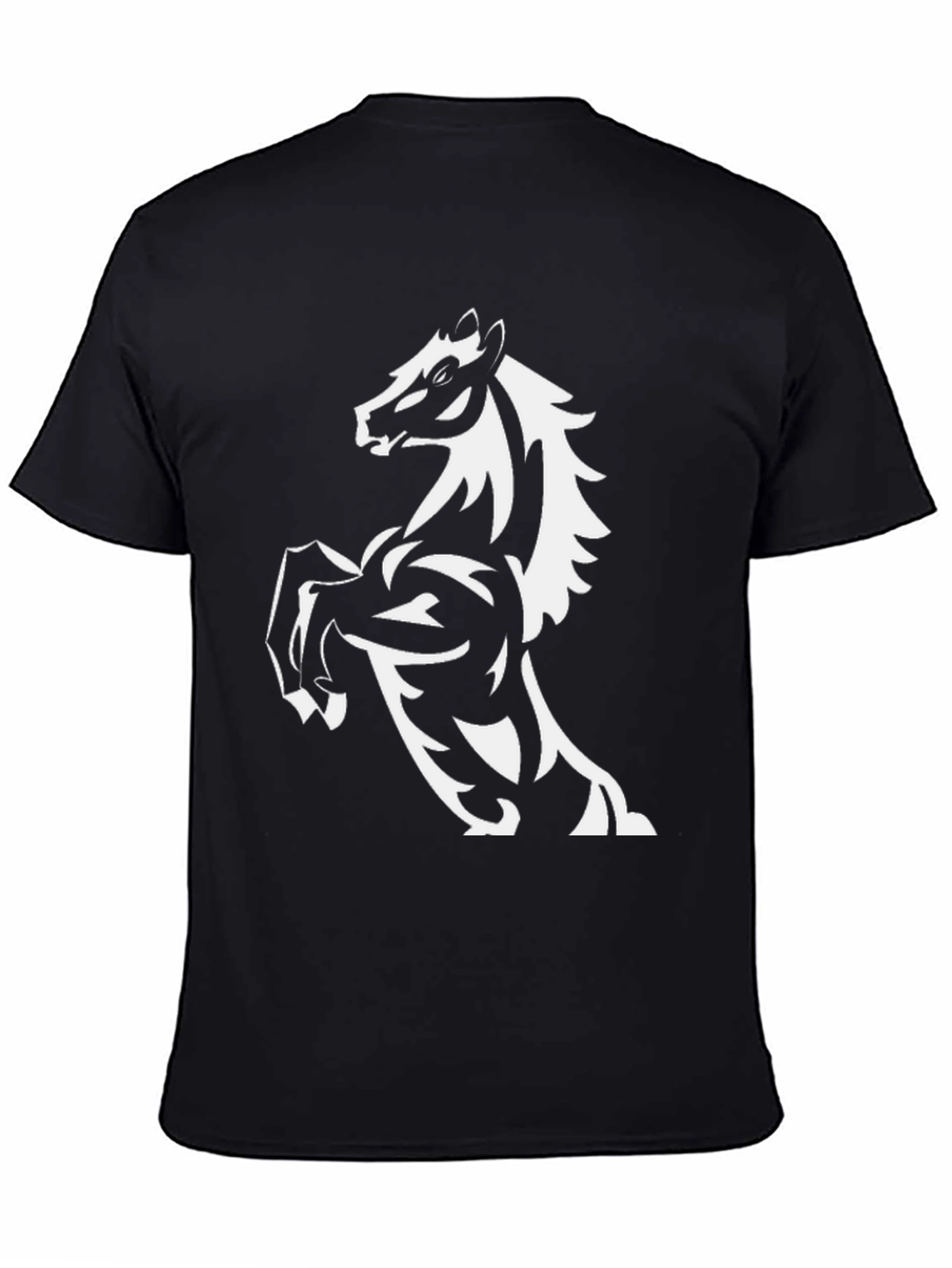 Mens Black T-Shirt with Horse Graphic