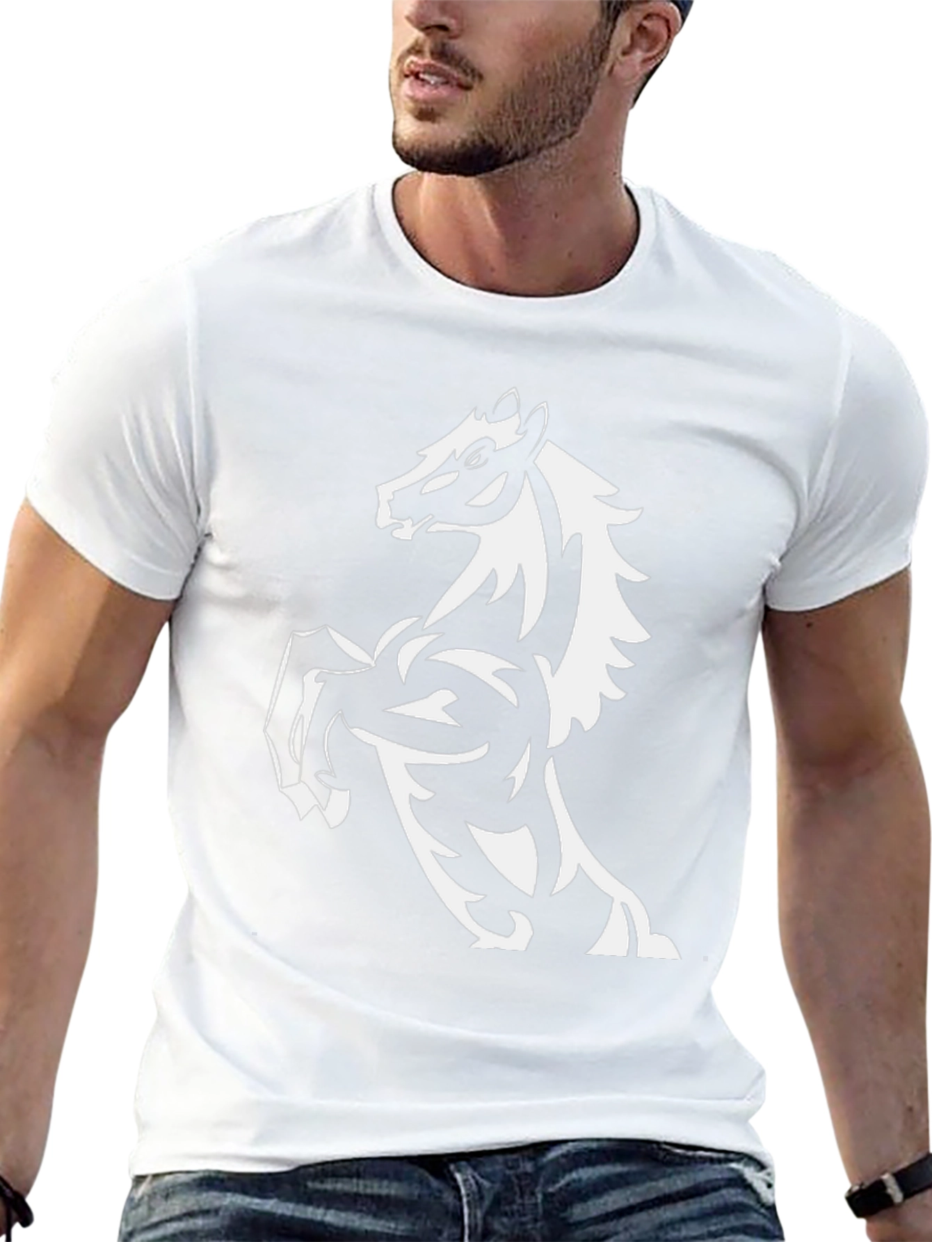Mens Black T-Shirt with Horse Graphic