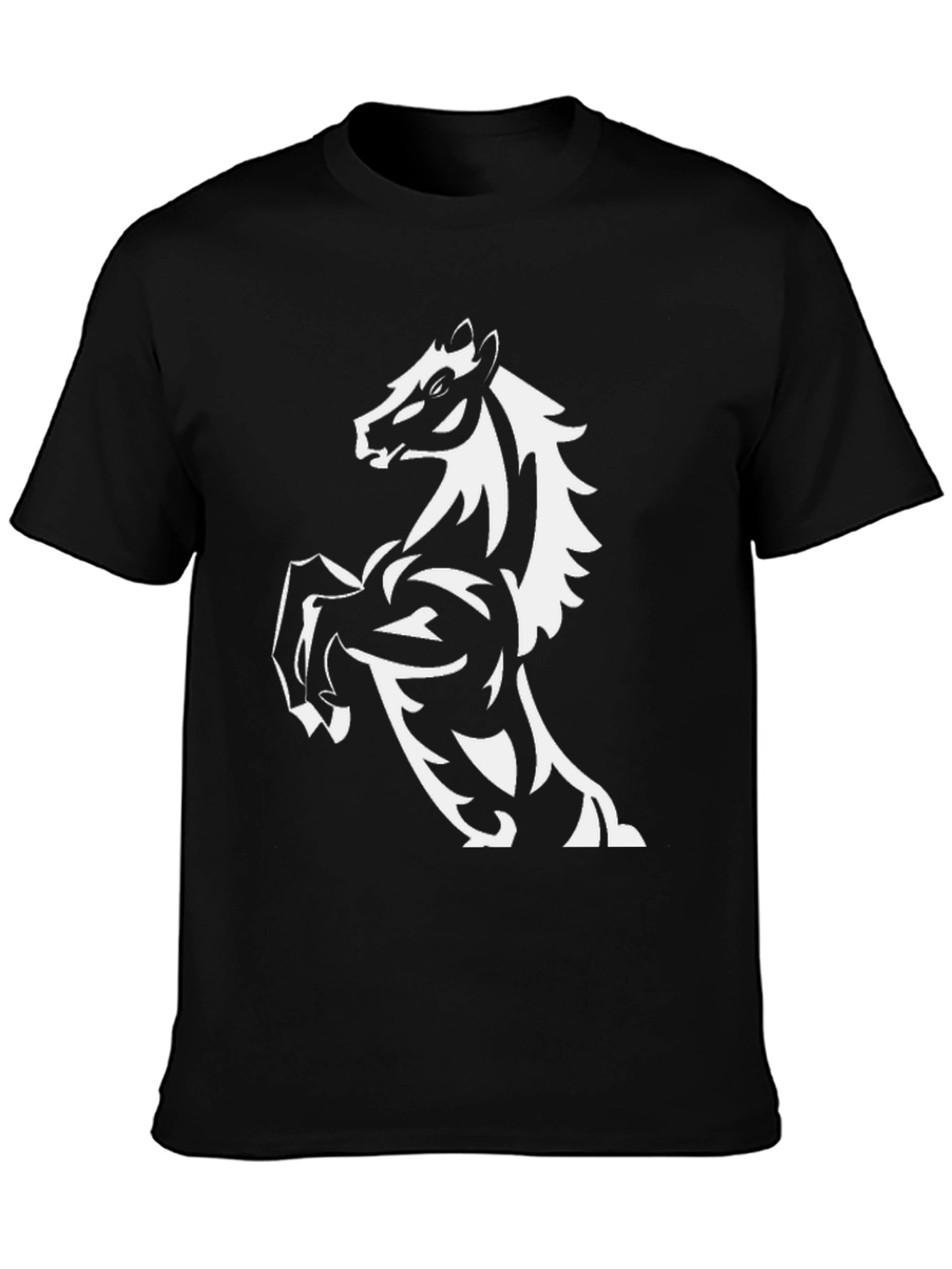 Mens Black T-Shirt with Horse Graphic