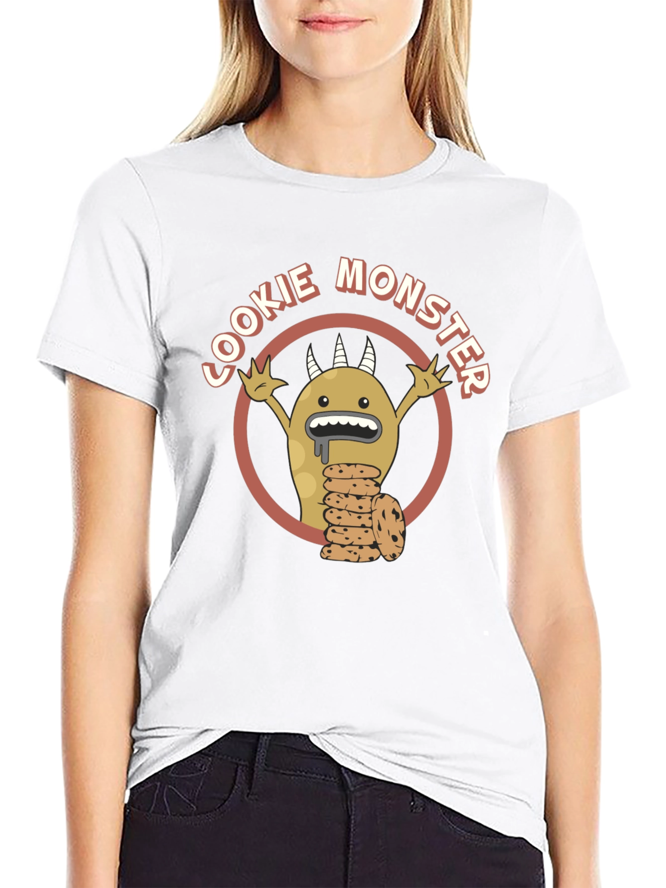 Cookie Monster Graphic Tee - Black Cotton T-Shirt