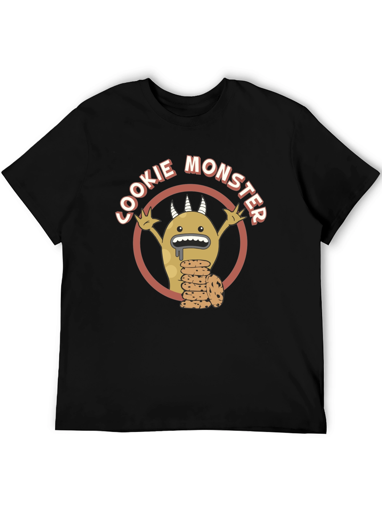 Cookie Monster Graphic Tee - Black Cotton T-Shirt