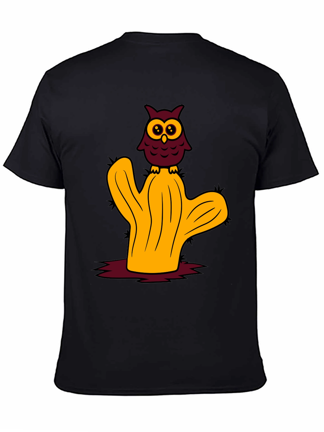 Owl on Cactus Graphic Tee - Soft Cotton Blend