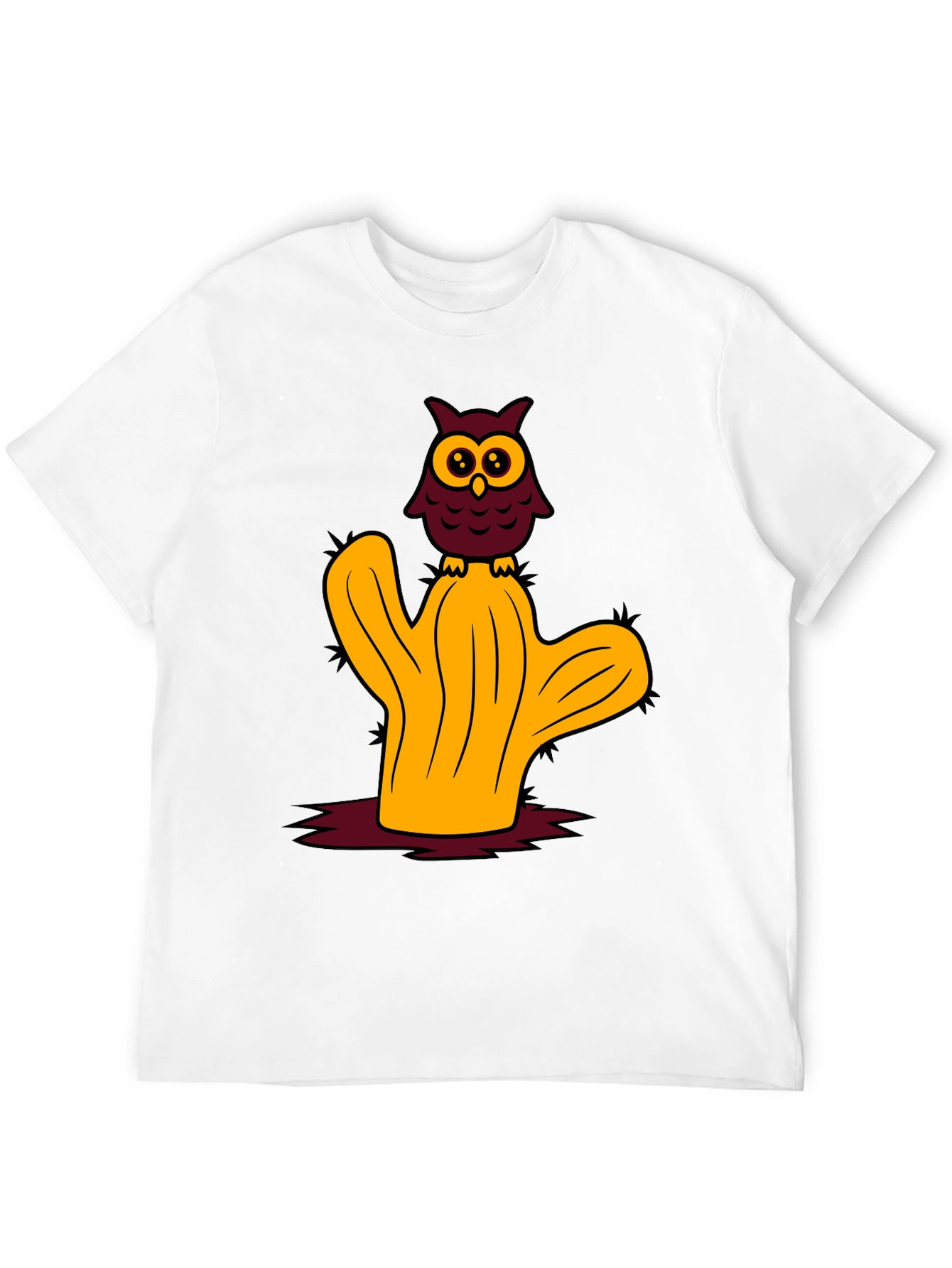 Owl on Cactus Graphic Tee - Soft Cotton Blend
