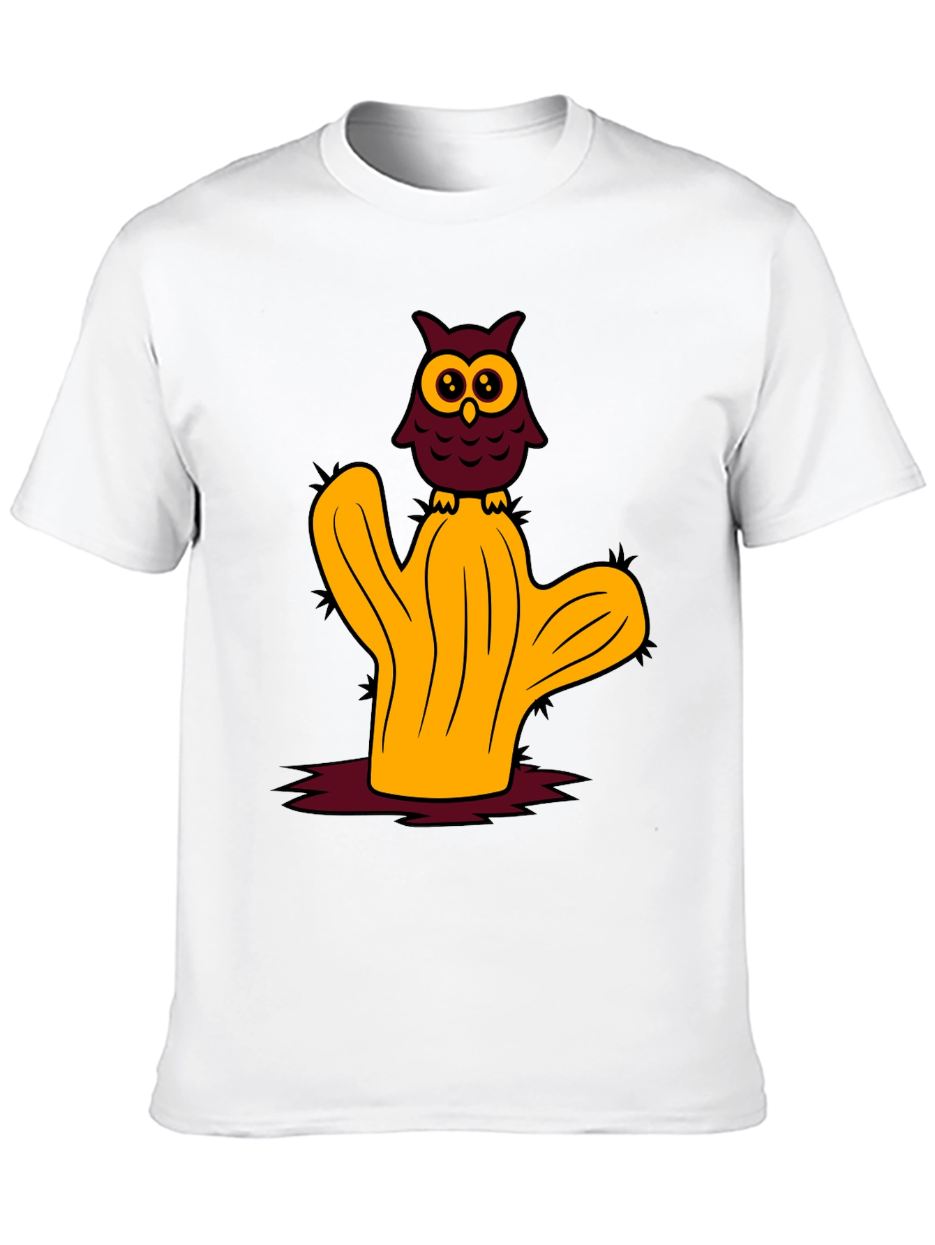 Owl on Cactus Graphic Tee - Soft Cotton Blend