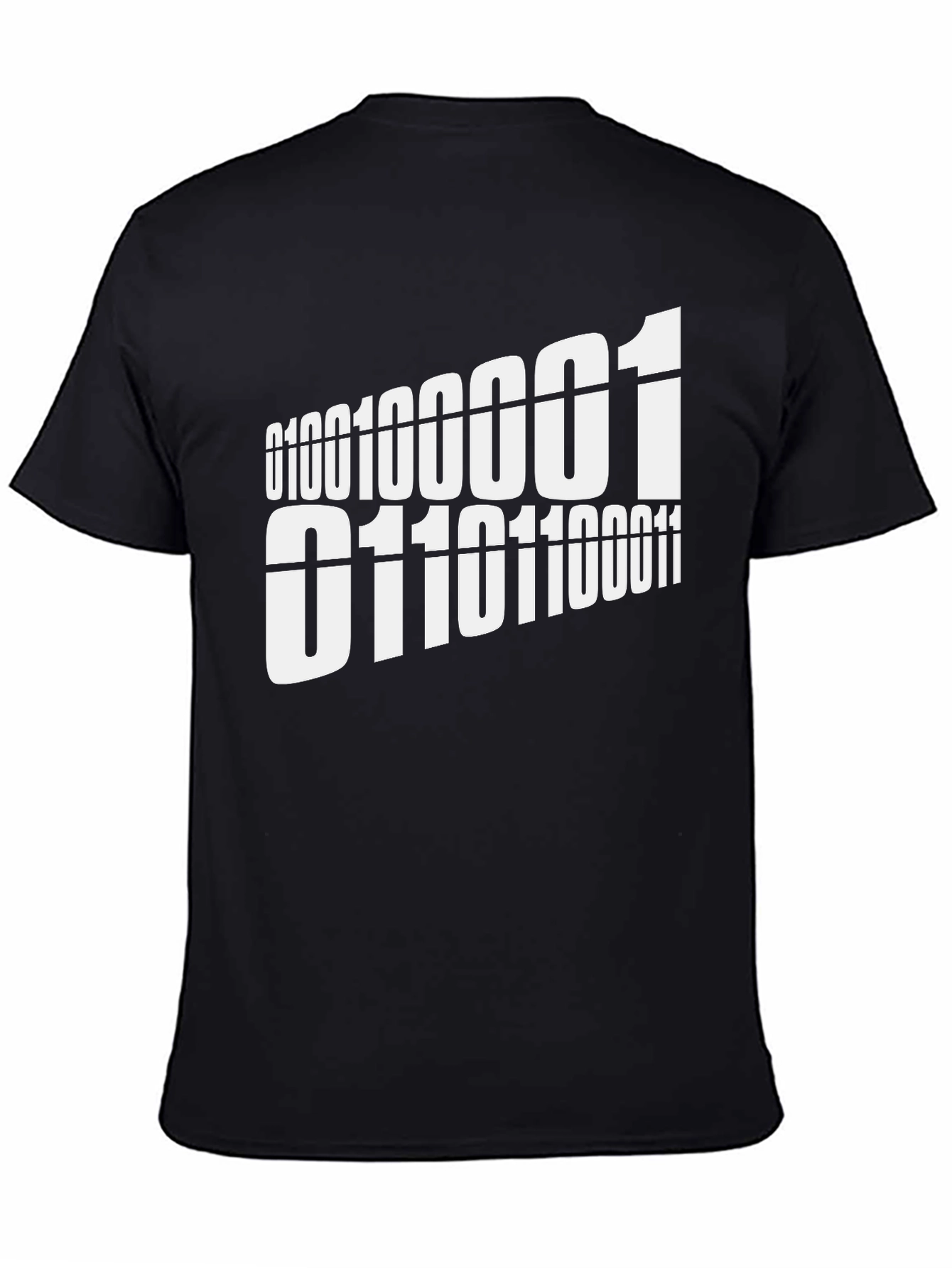Binary Code Graphic Tee - Black Cotton T-Shirt