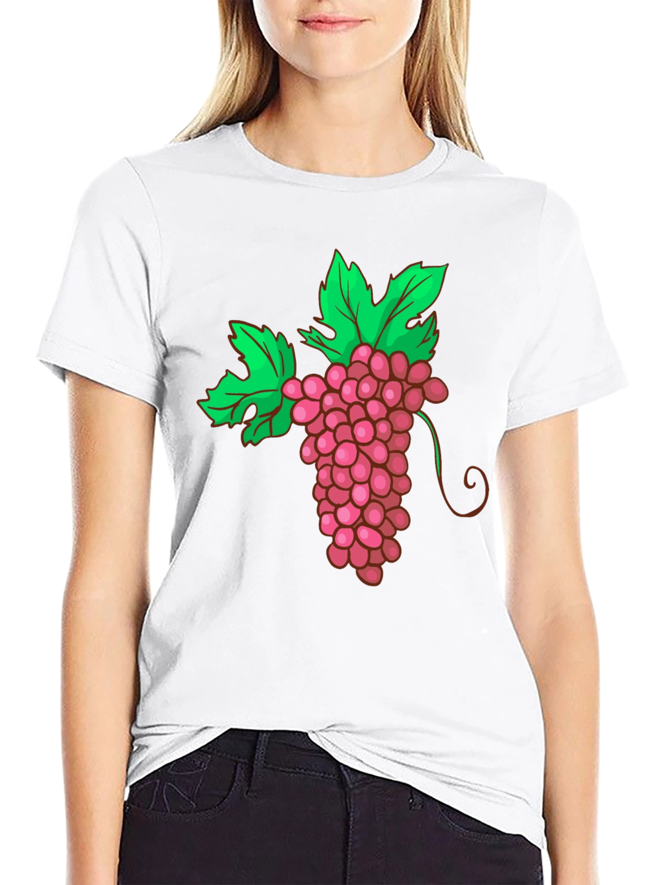 Grape Graphic Tee - Black Cotton Blend T-Shirt