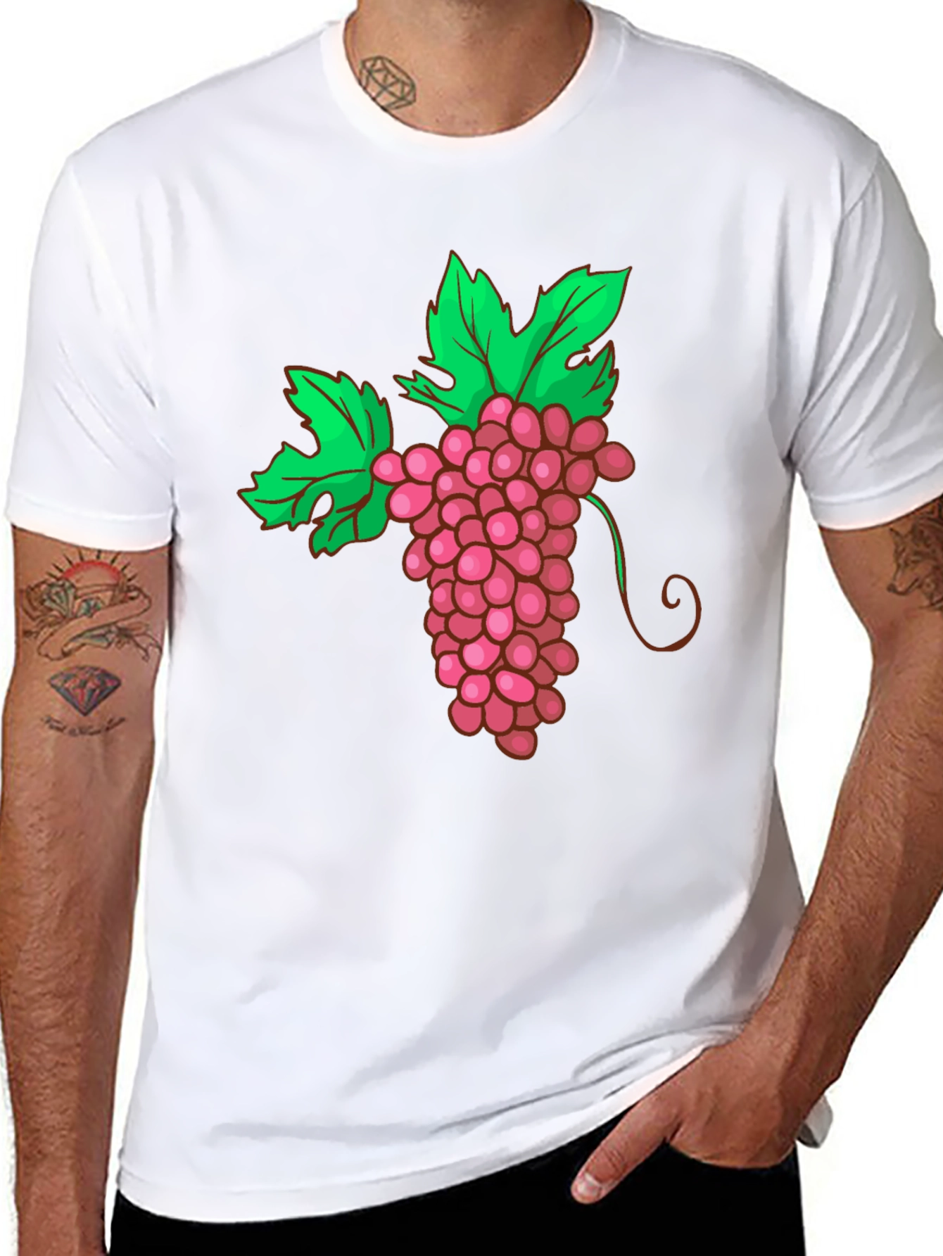 Grape Graphic Tee - Black Cotton Blend T-Shirt