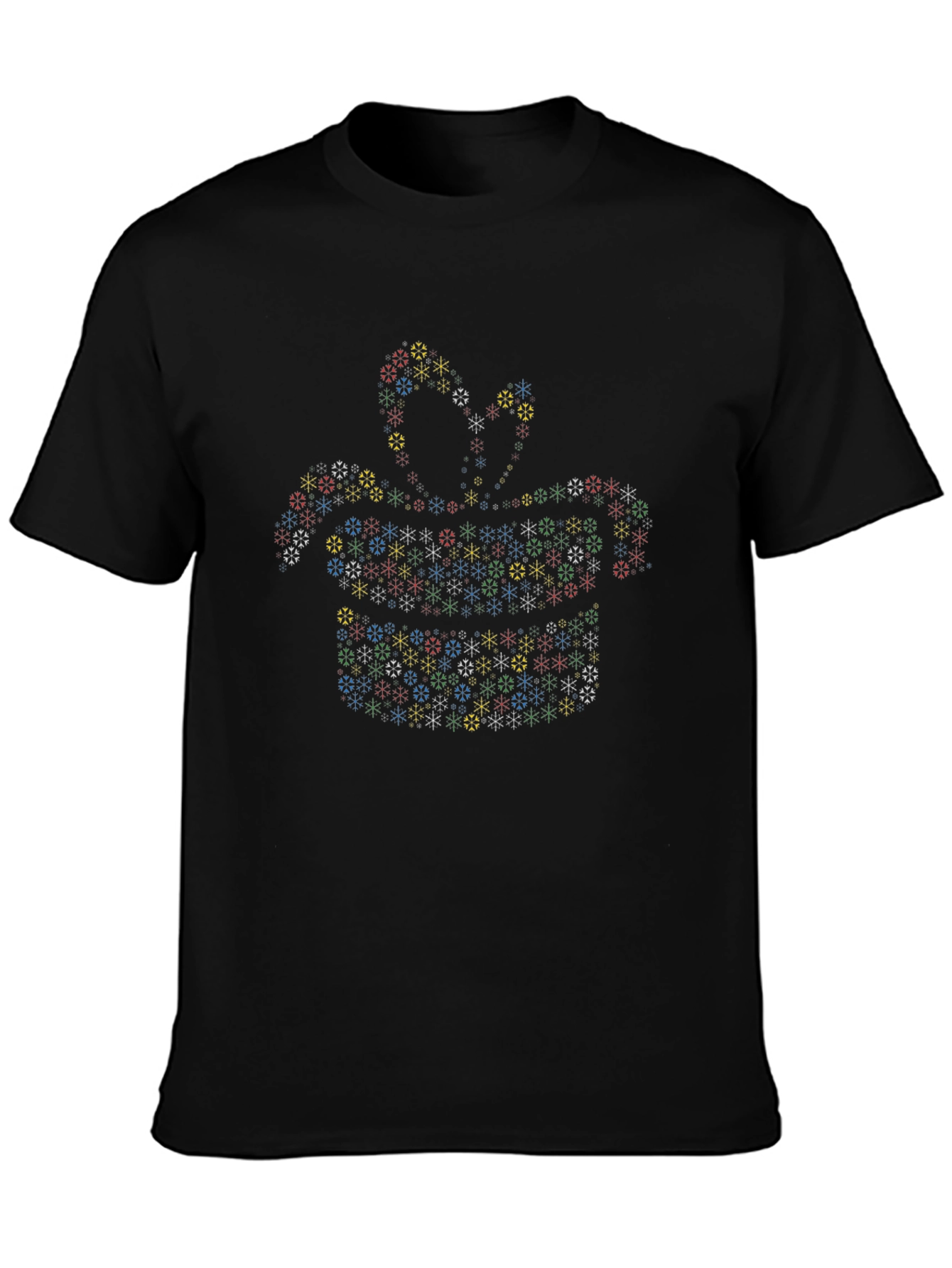 Jack-in-the-Box Snowflake Pattern Black T-Shirt