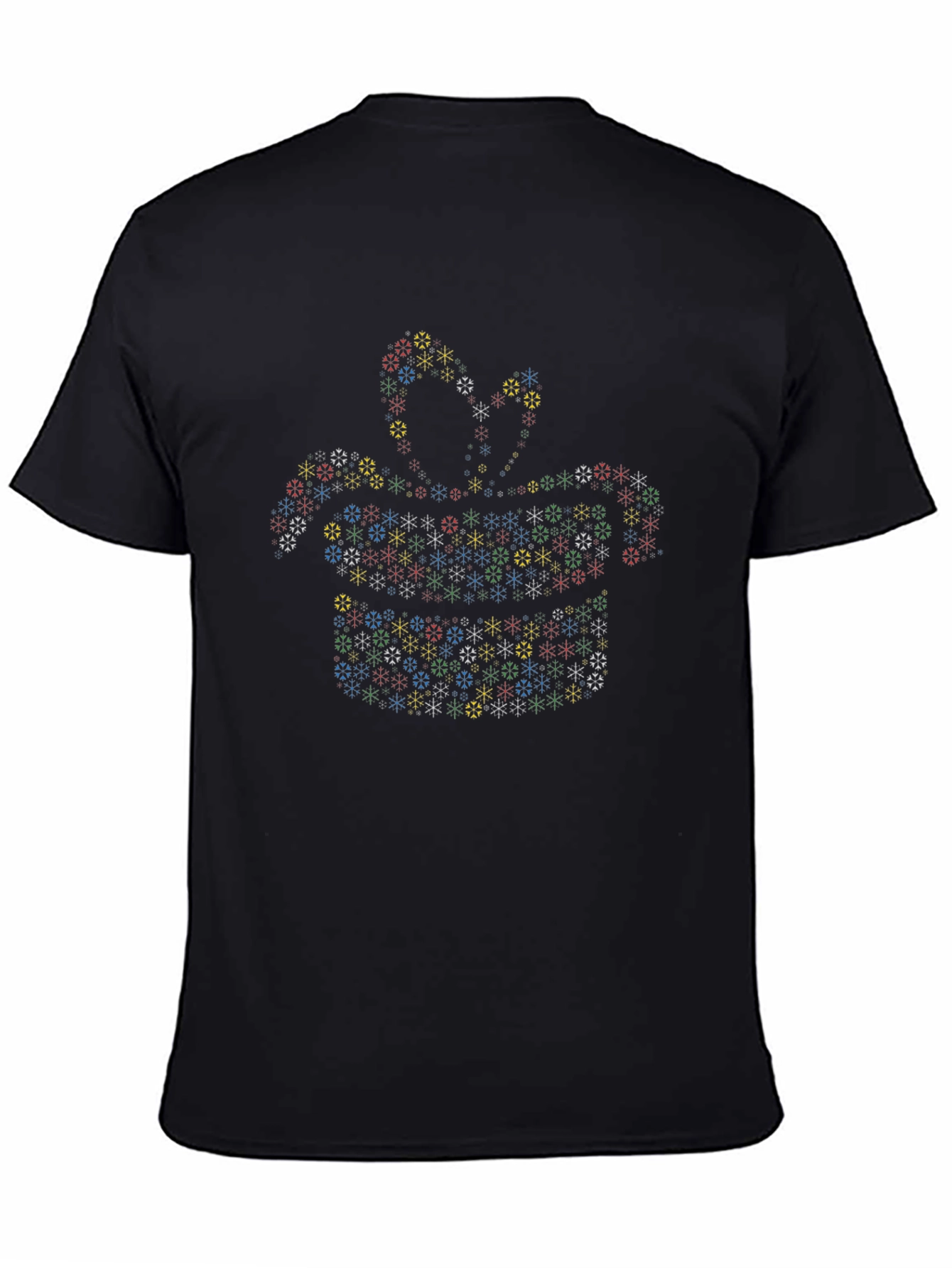 Jack-in-the-Box Snowflake Pattern Black T-Shirt