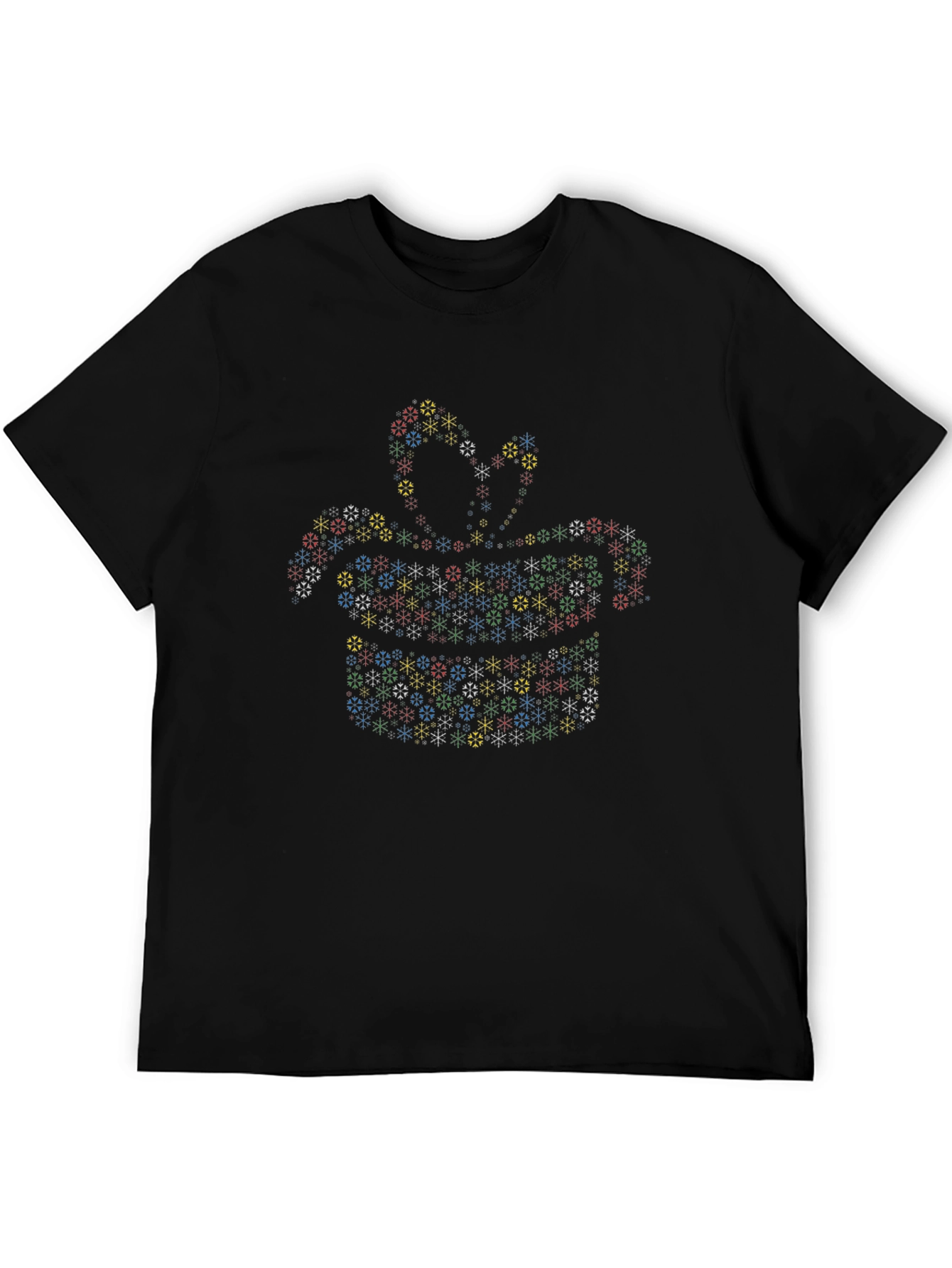 Jack-in-the-Box Snowflake Pattern Black T-Shirt