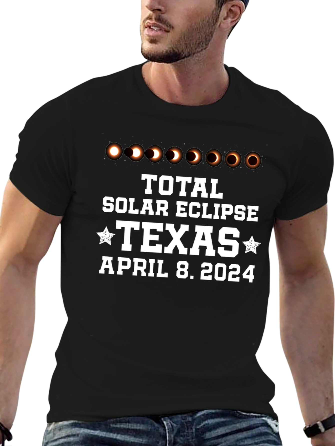 Total Solar Eclipse Texas April 8 2024 Black T-Shirt