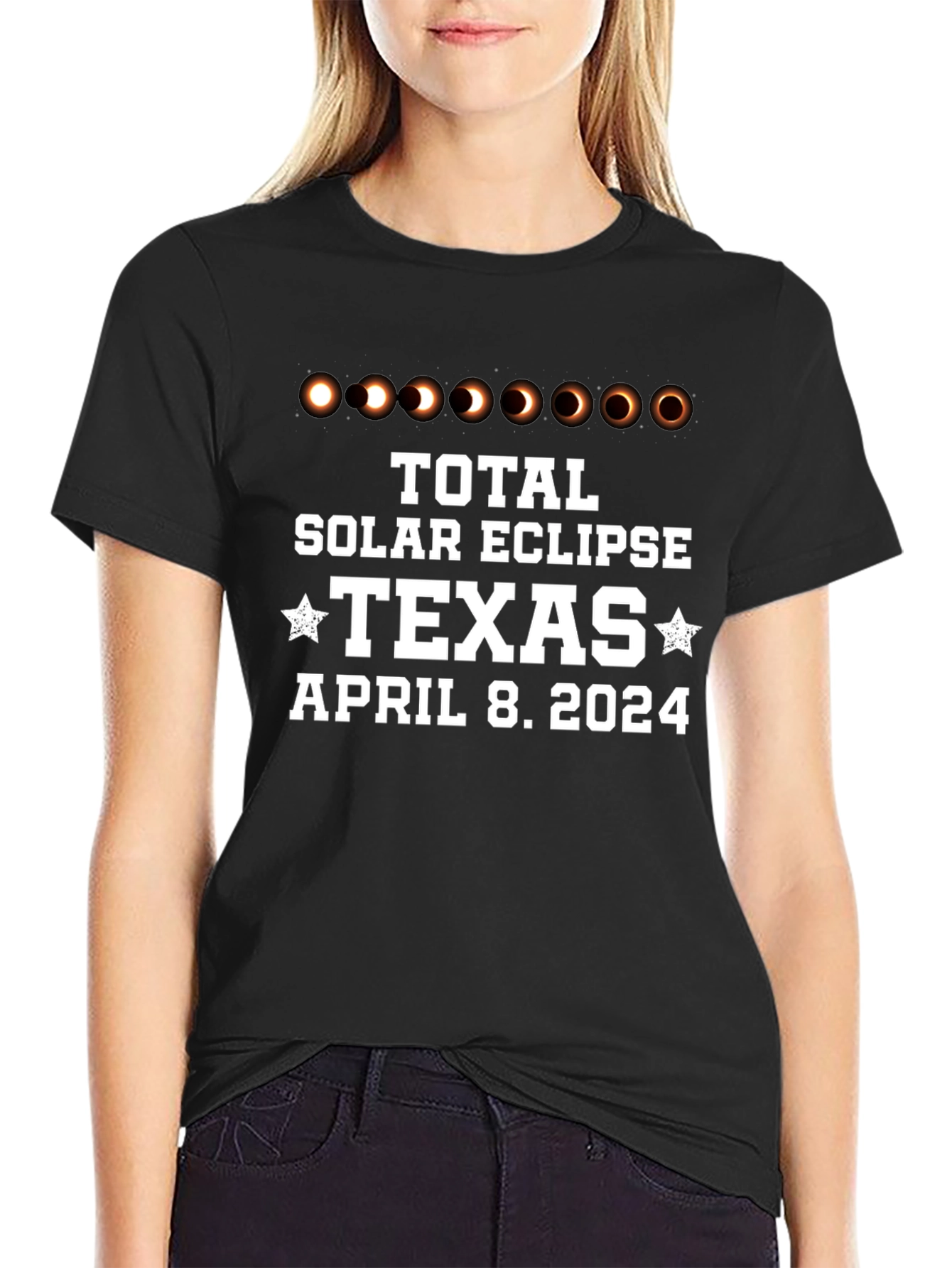Total Solar Eclipse Texas April 8 2024 Black T-Shirt