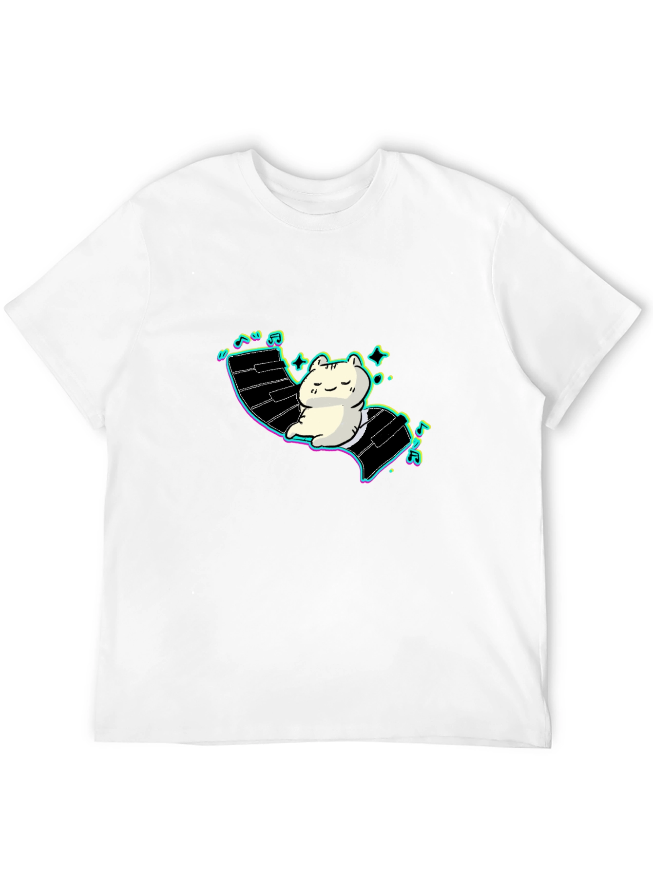Cute Cat Piano T-Shirt - Relaxed Style!