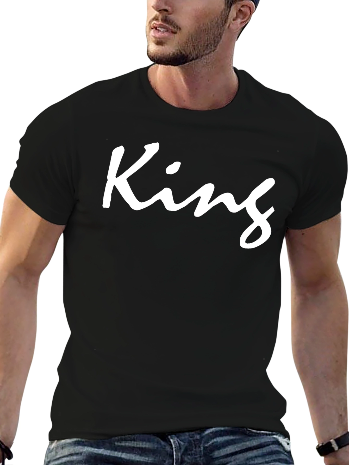 King T-Shirt - Black Crew Neck Graphic Tee