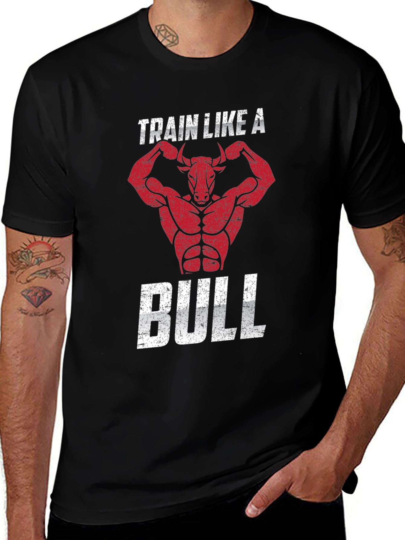 Train Like A Bull Black Graphic T-Shirt