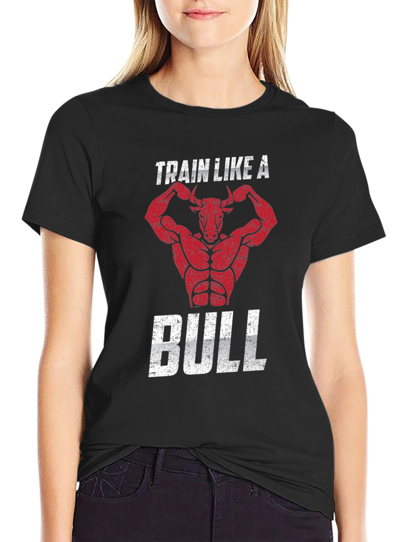 Train Like A Bull Black Graphic T-Shirt