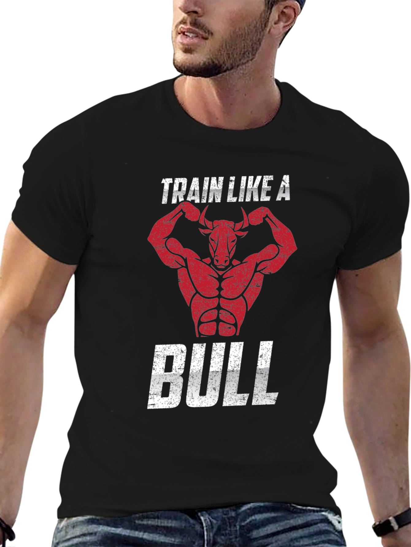 Train Like A Bull Black Graphic T-Shirt
