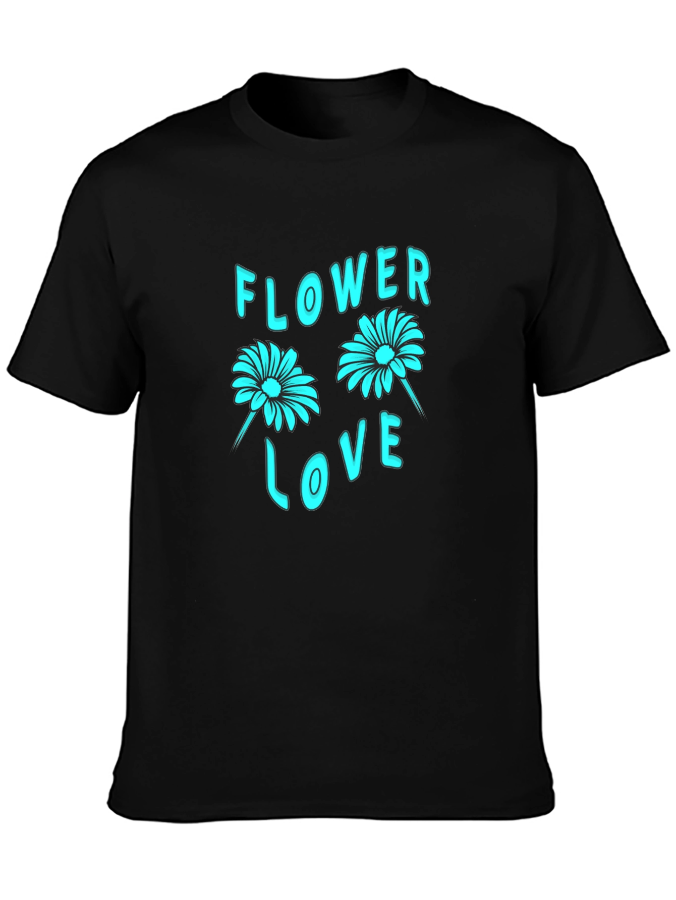 Flower Love Graphic Tee - Stylish Black Cotton T-Shirt