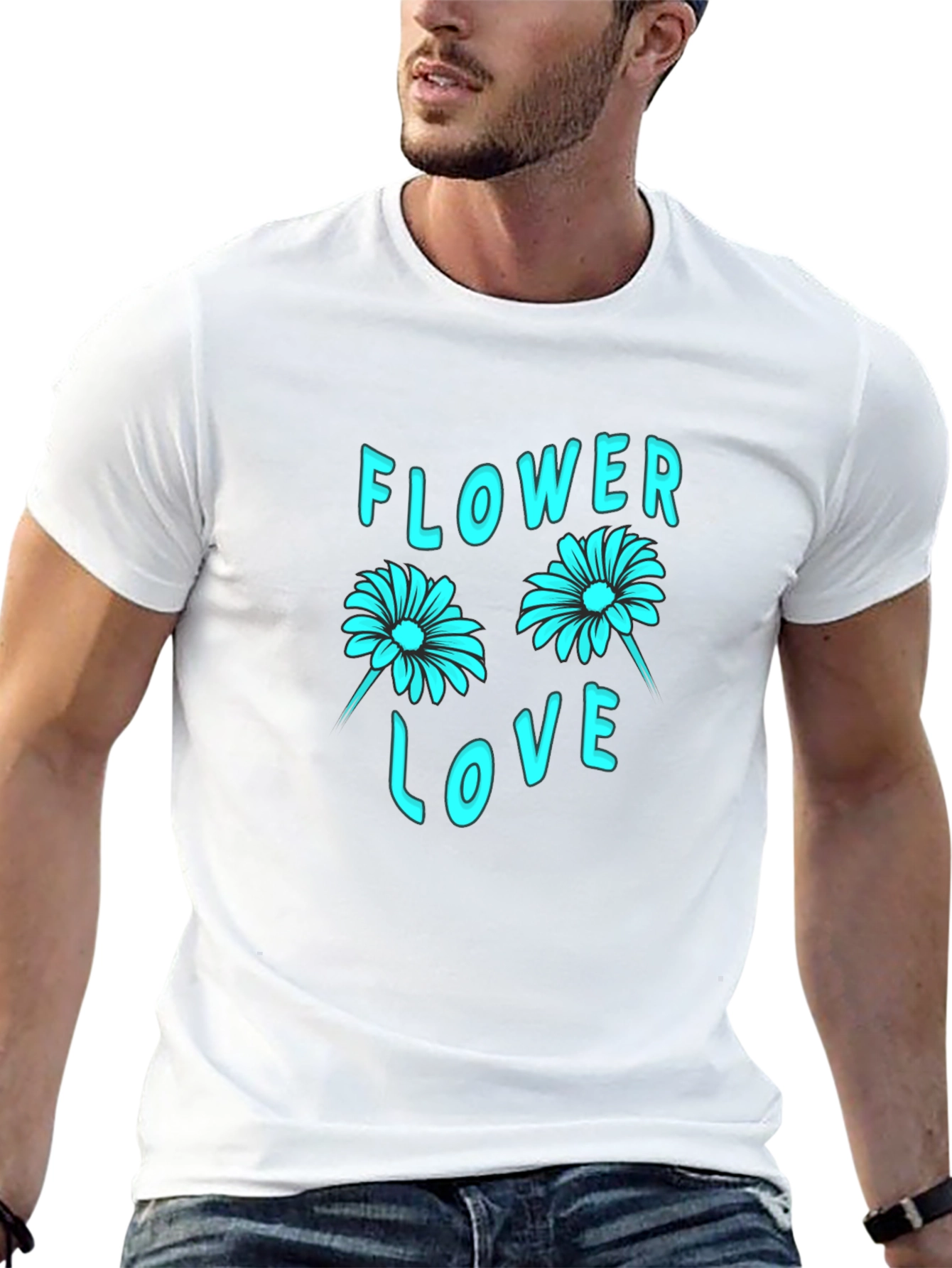 Flower Love Graphic Tee - Stylish Black Cotton T-Shirt