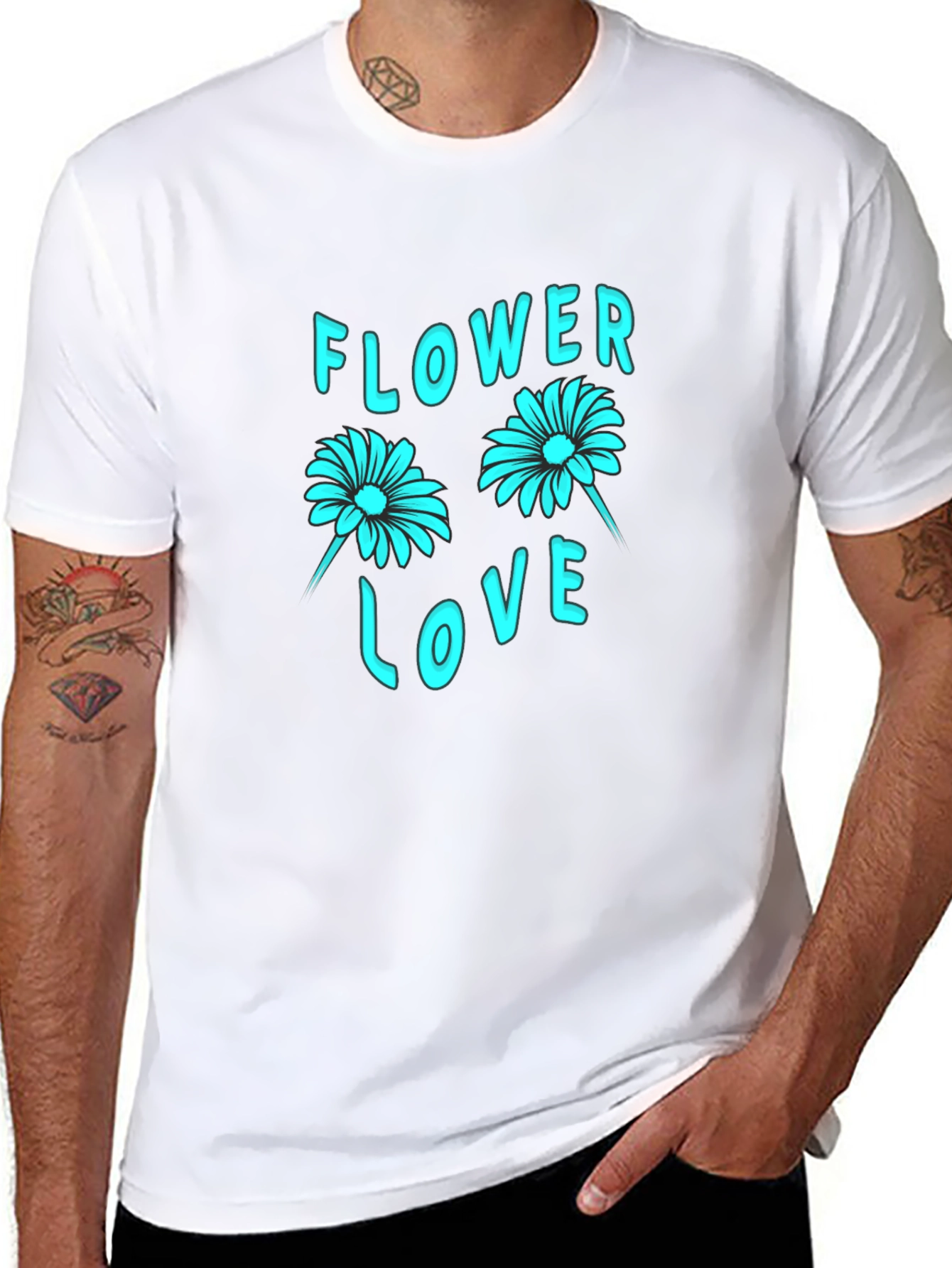 Flower Love Graphic Tee - Stylish Black Cotton T-Shirt