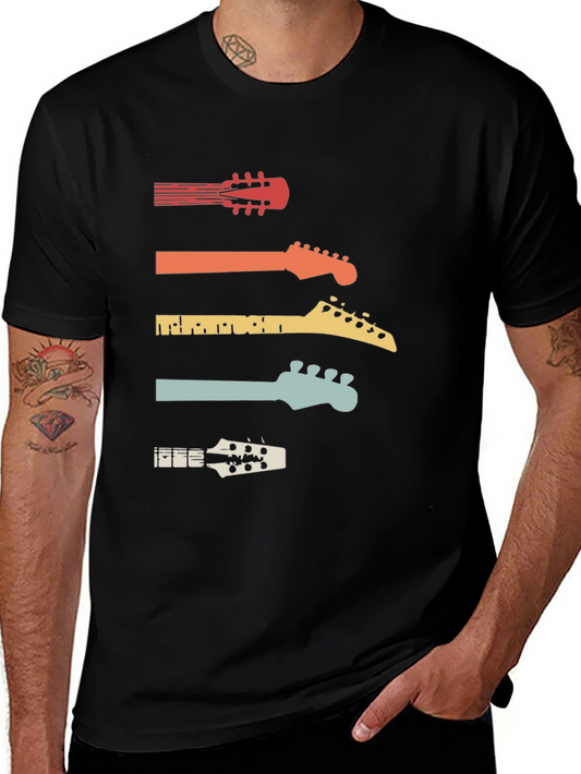 Retro Guitar Head T-Shirt - Music Lover Tee