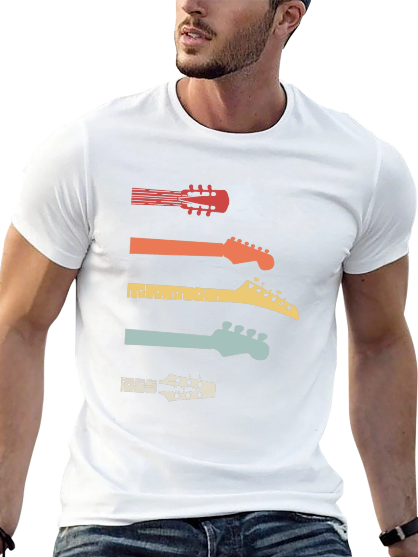 Retro Guitar Head T-Shirt - Music Lover Tee