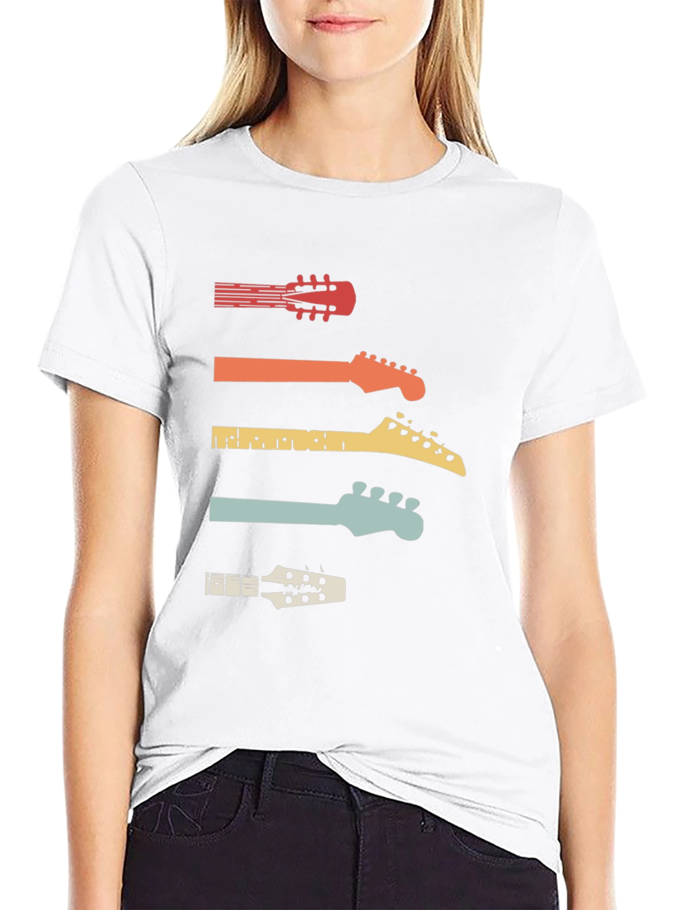 Retro Guitar Head T-Shirt - Music Lover Tee
