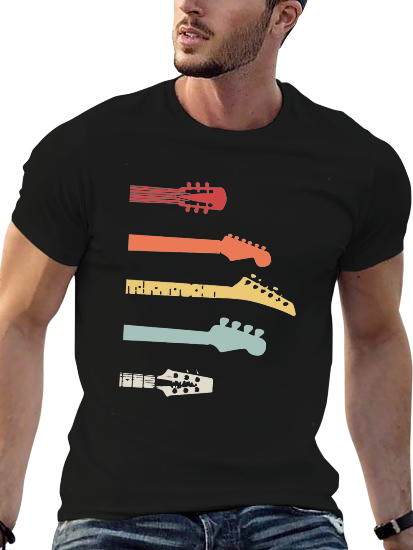 Retro Guitar Head T-Shirt - Music Lover Tee