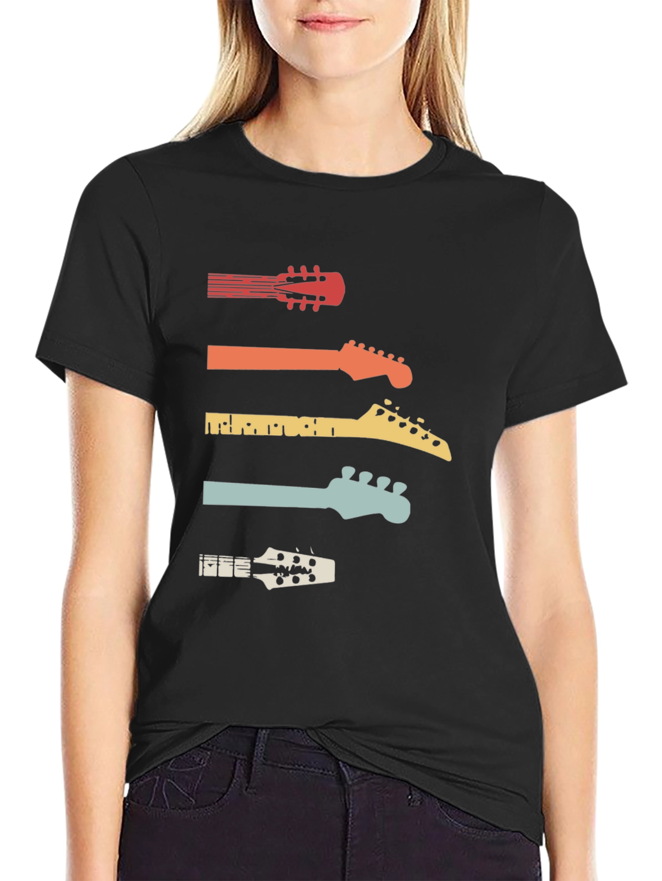 Retro Guitar Head T-Shirt - Music Lover Tee