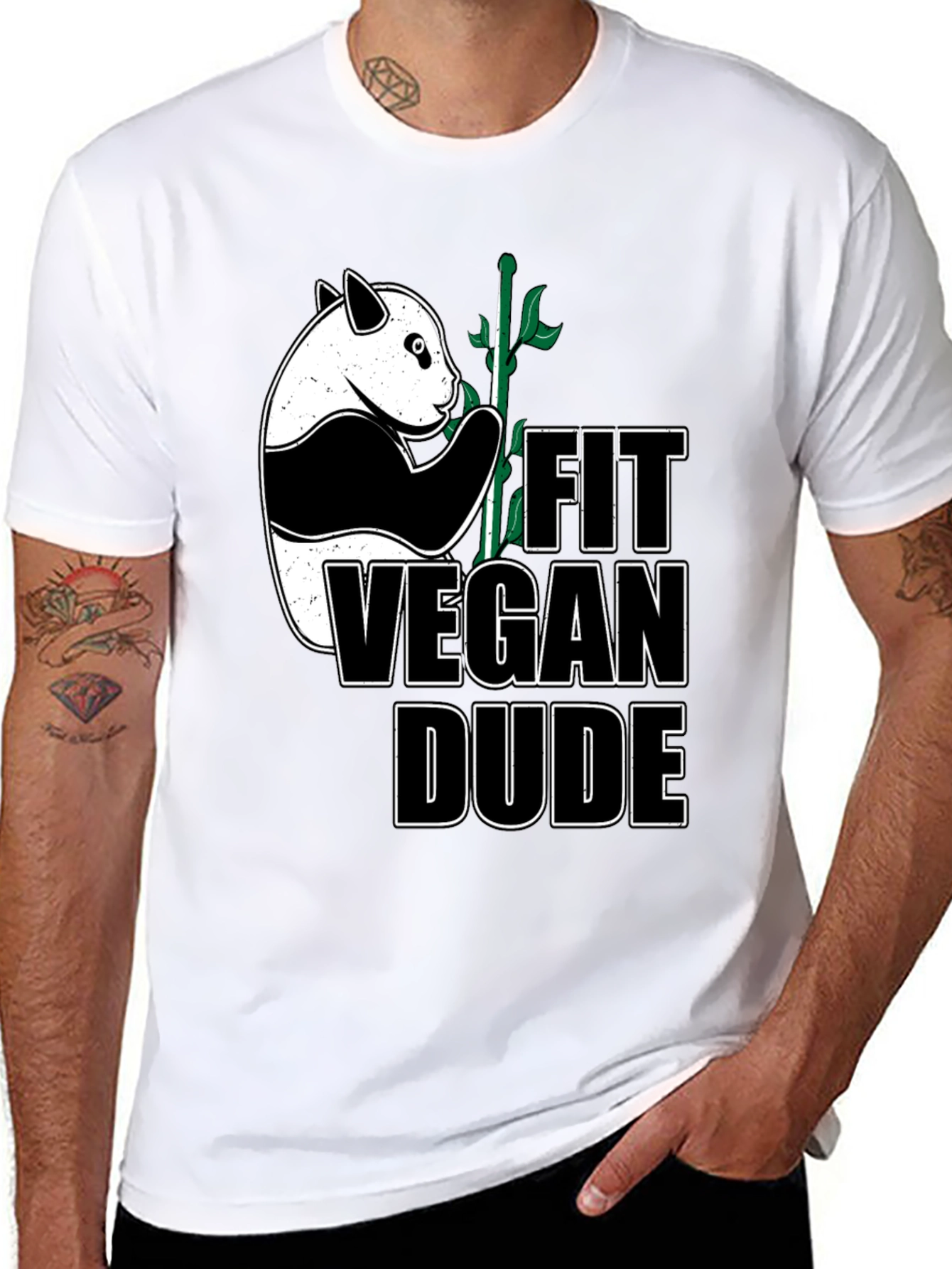 Fit Vegan Dude Panda T-Shirt
