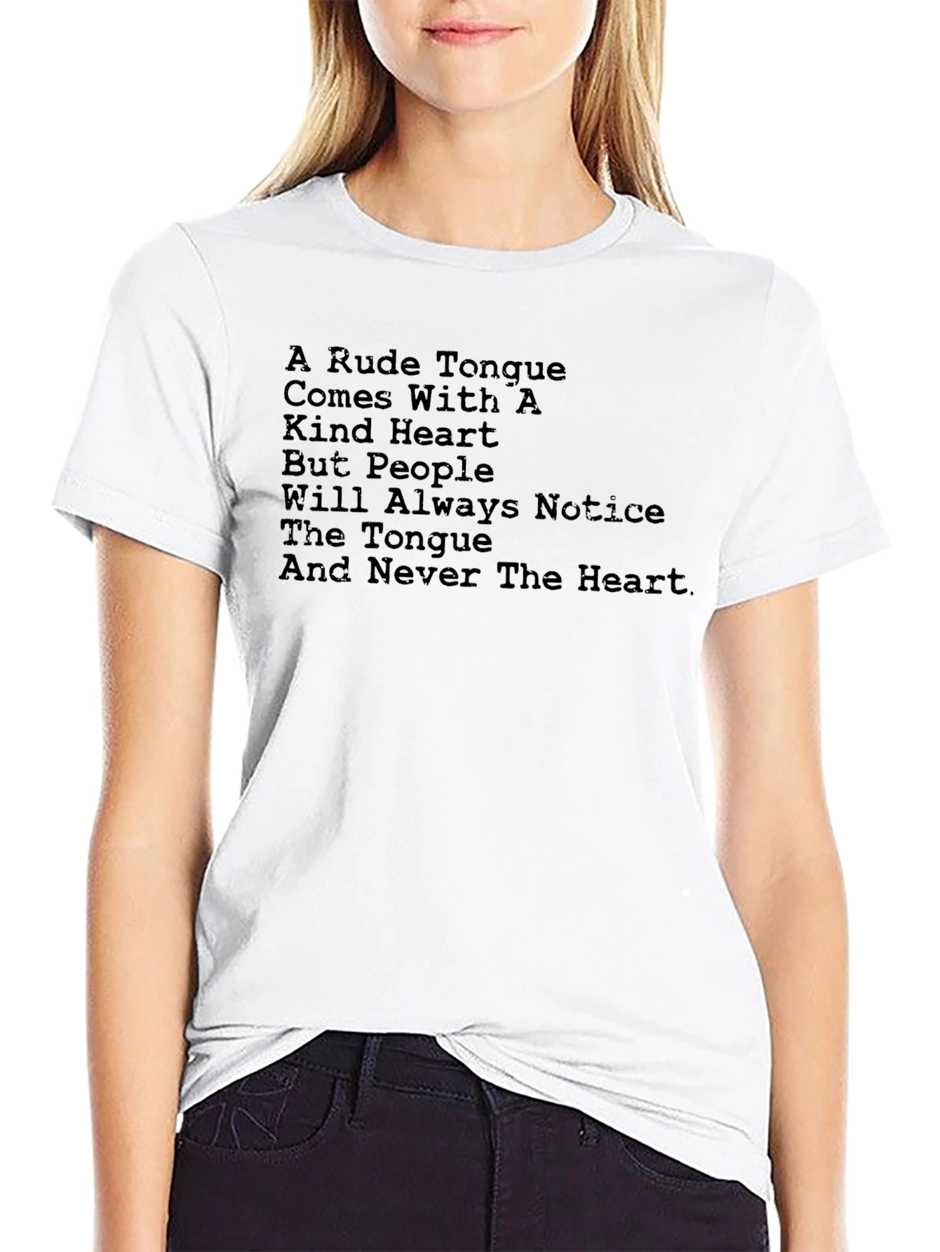 Rude Tongue Kind Heart Graphic T-Shirt