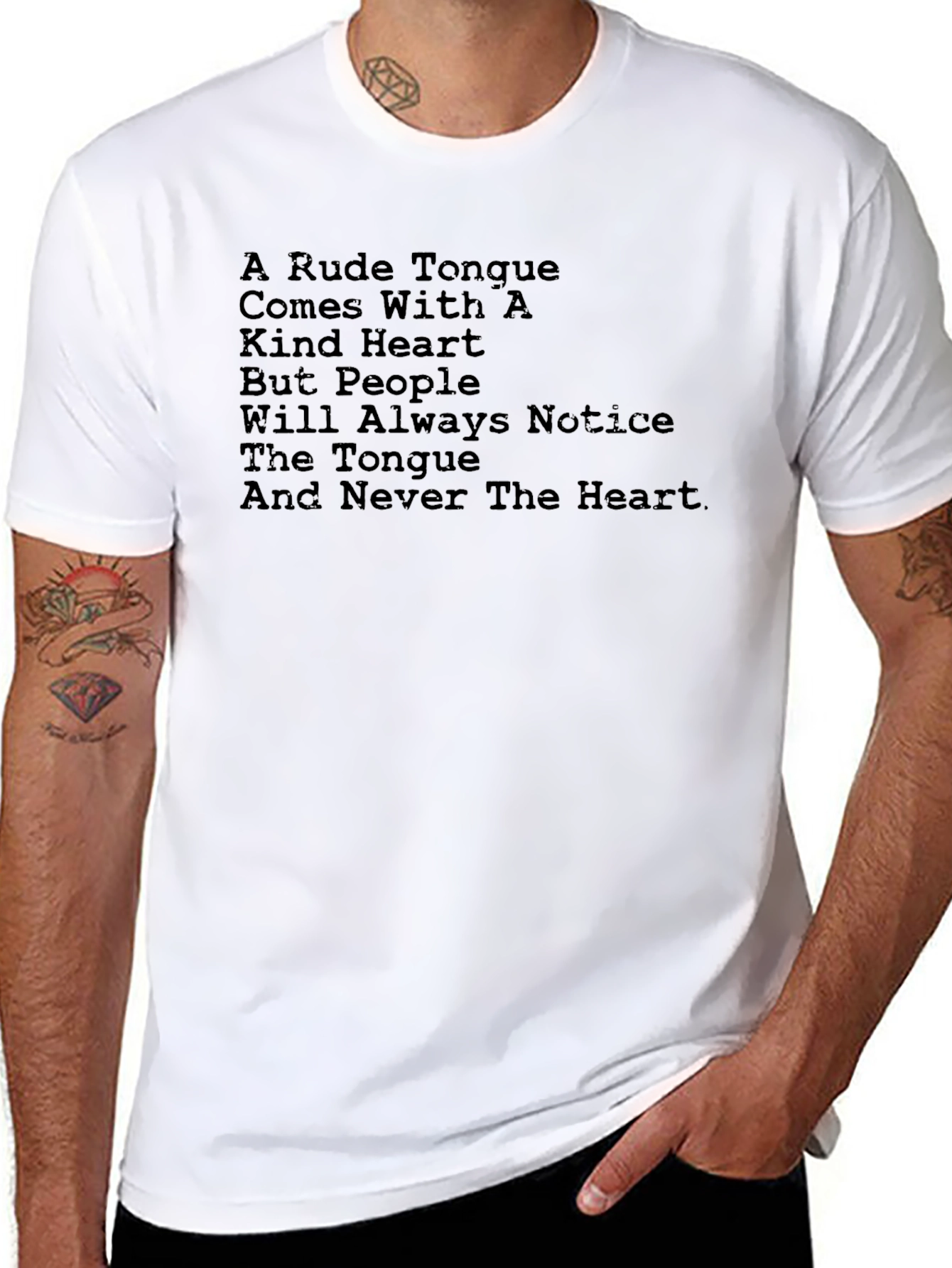 Rude Tongue Kind Heart Graphic T-Shirt