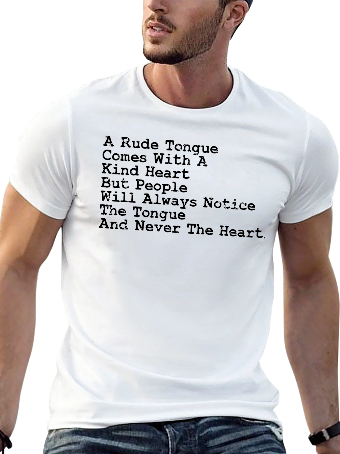 Rude Tongue Kind Heart Graphic T-Shirt