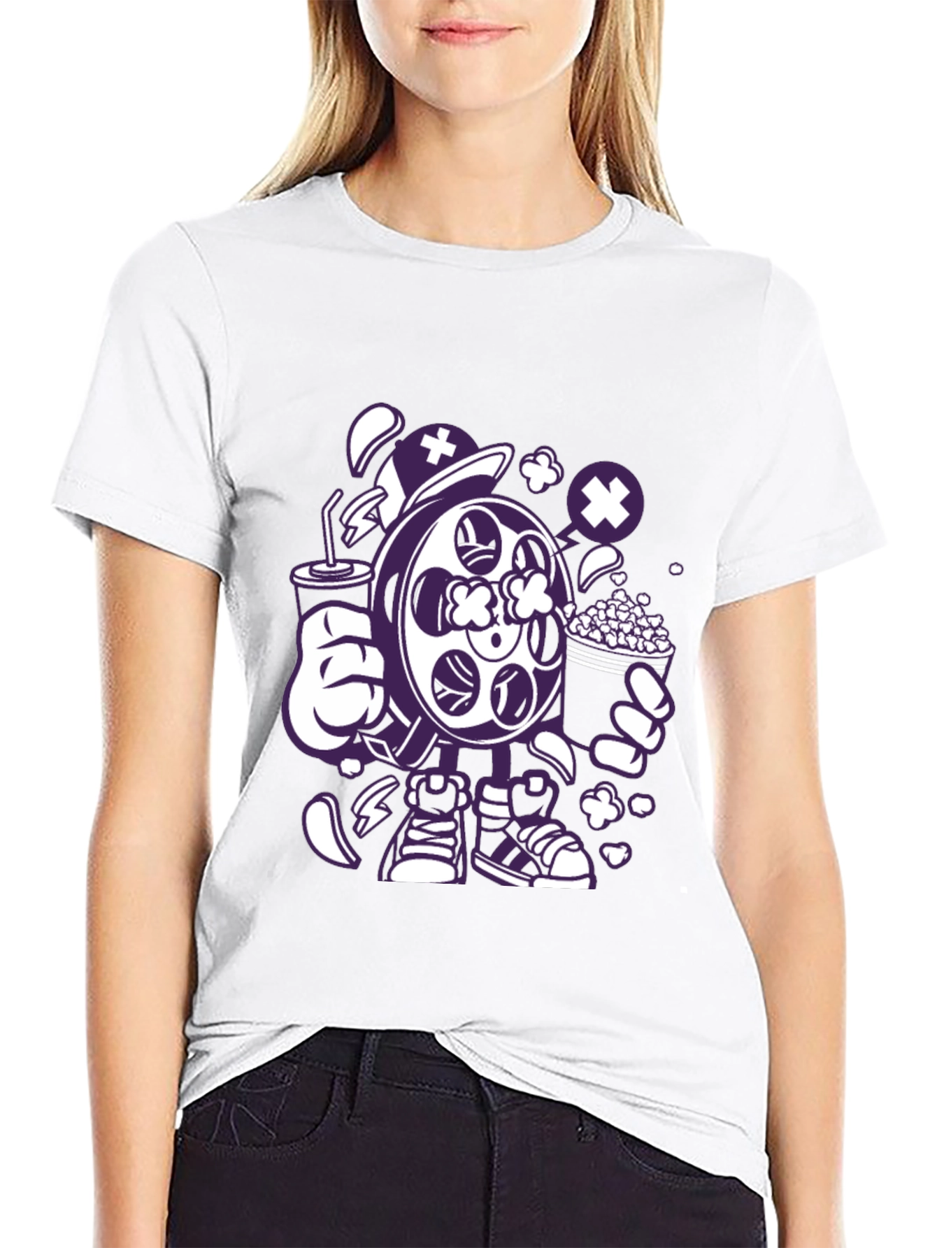 Movie Night T-Shirt - Cartoon Reel & Snacks