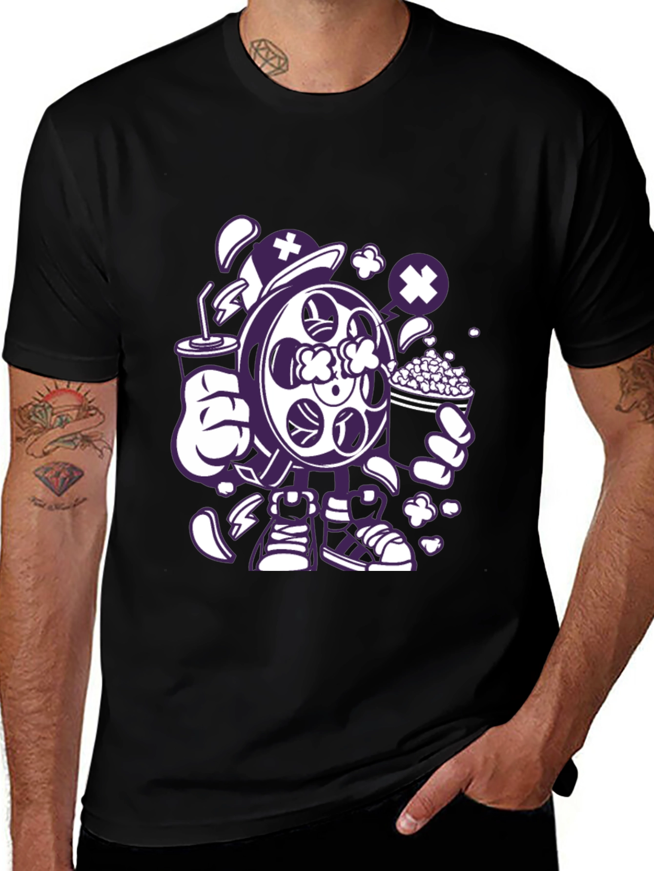 Movie Night T-Shirt - Cartoon Reel & Snacks