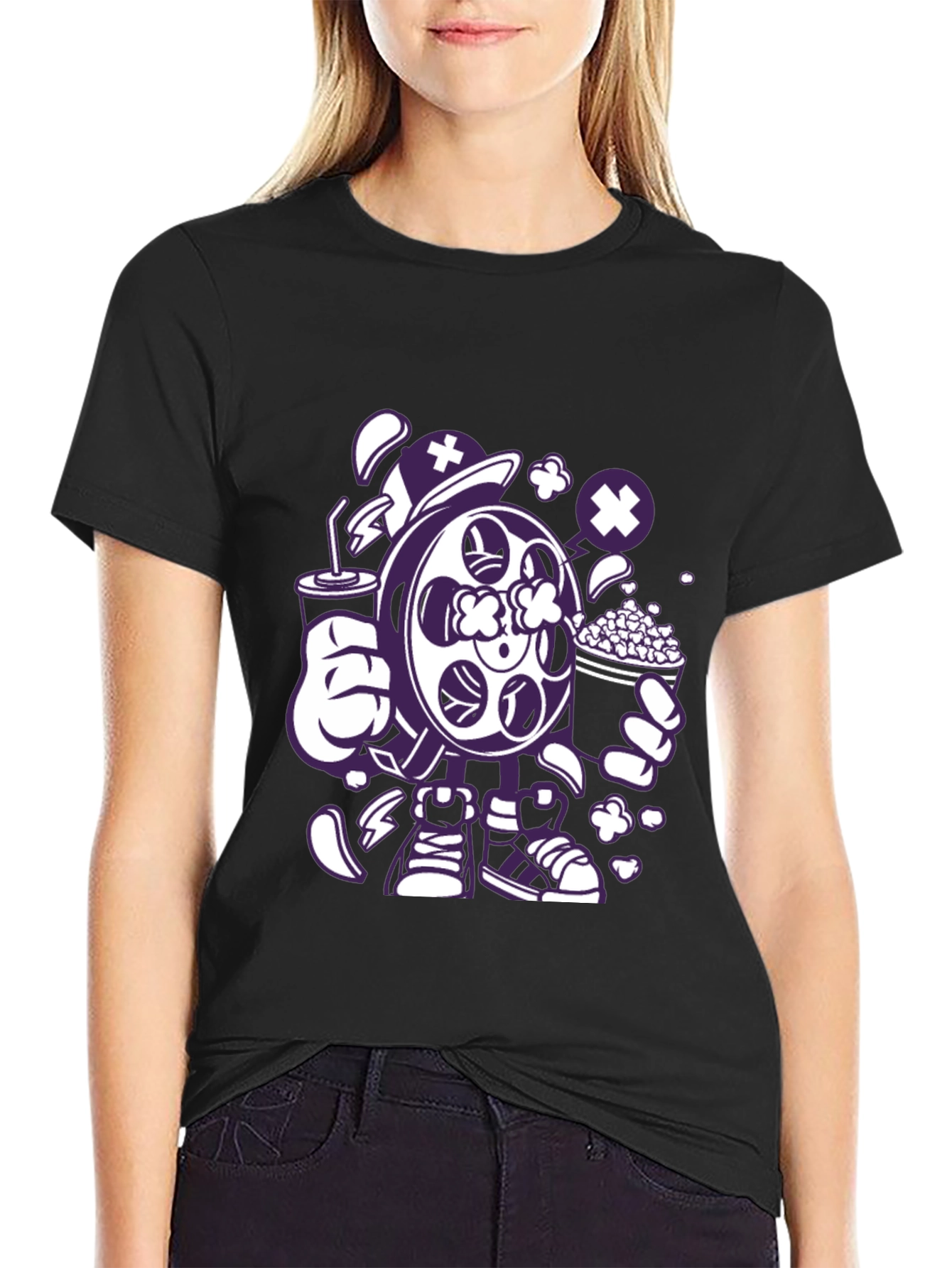 Movie Night T-Shirt - Cartoon Reel & Snacks