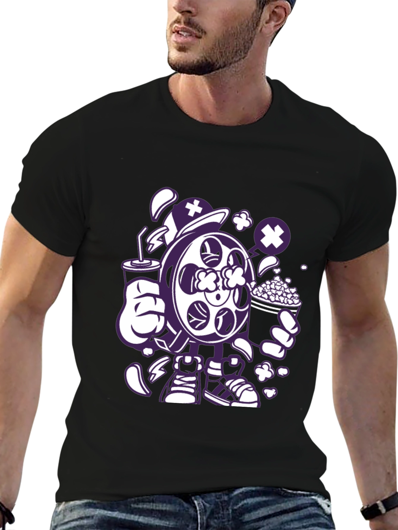 Movie Night T-Shirt - Cartoon Reel & Snacks