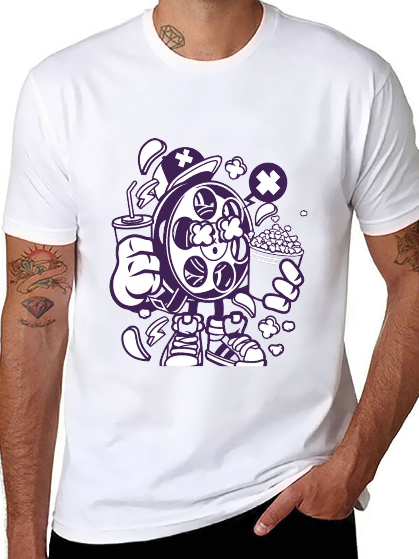 Movie Night T-Shirt - Cartoon Reel & Snacks