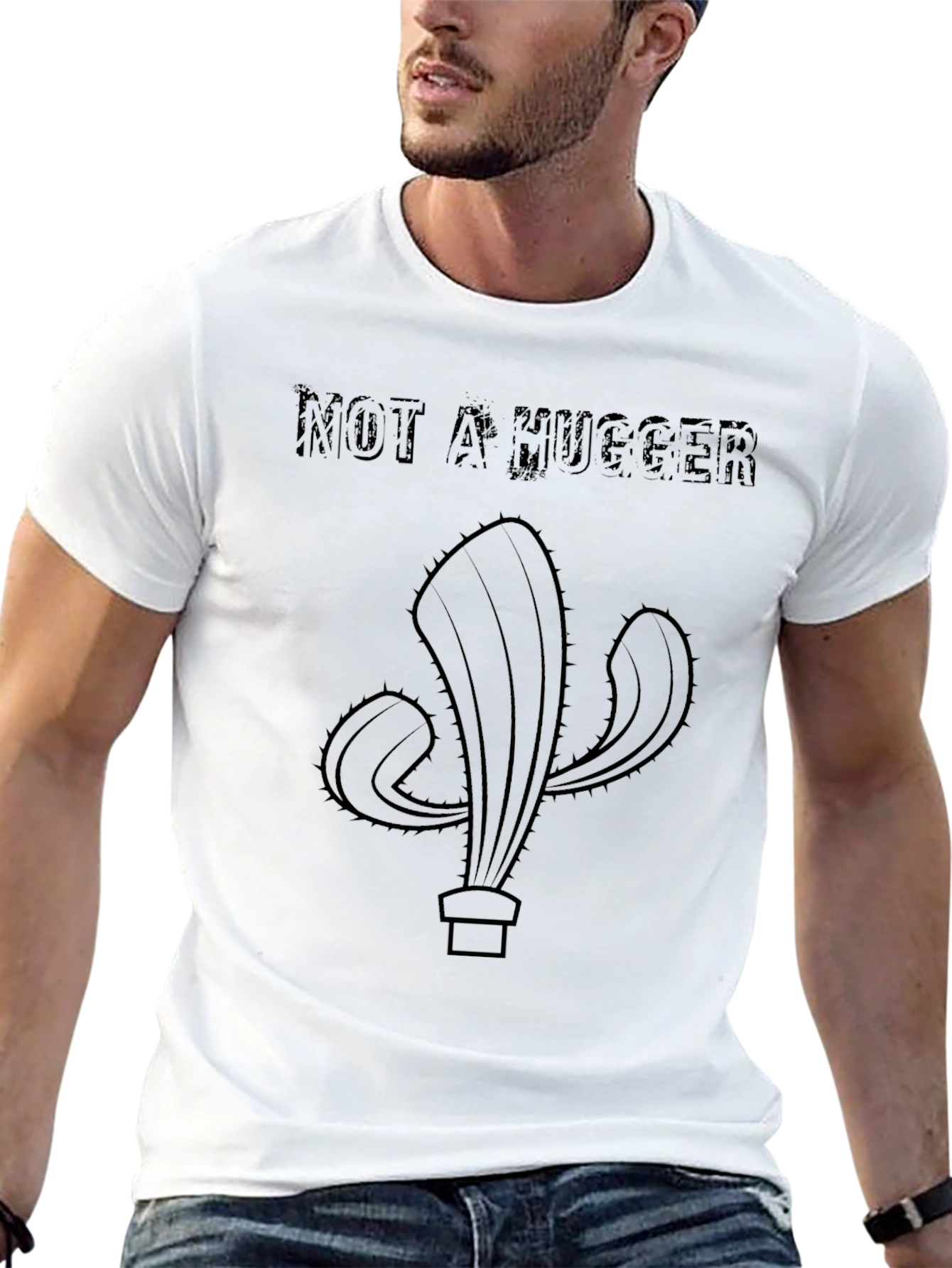Not A Hugger Cactus Black T-Shirt