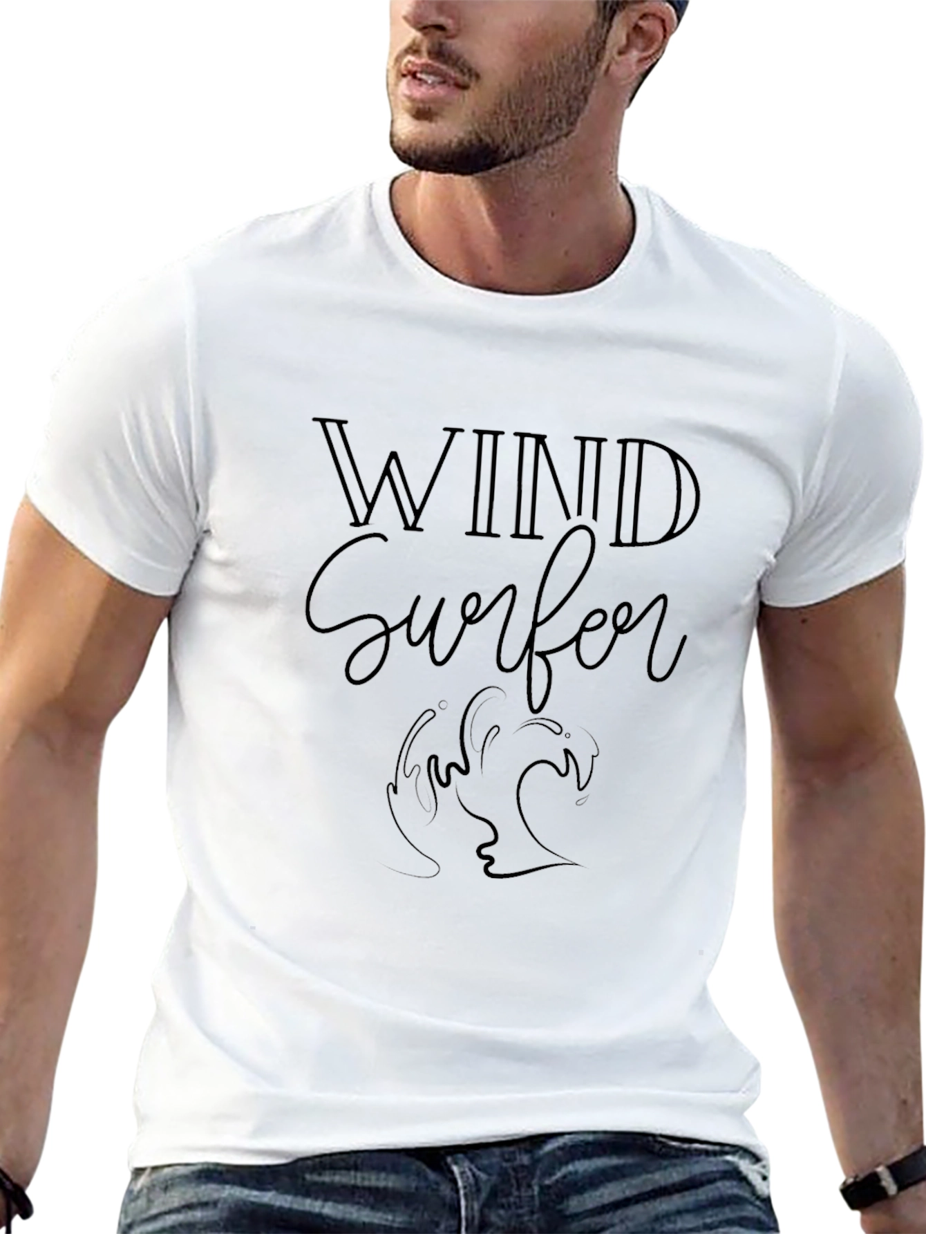 Wind Surfer Graphic Black T-Shirt