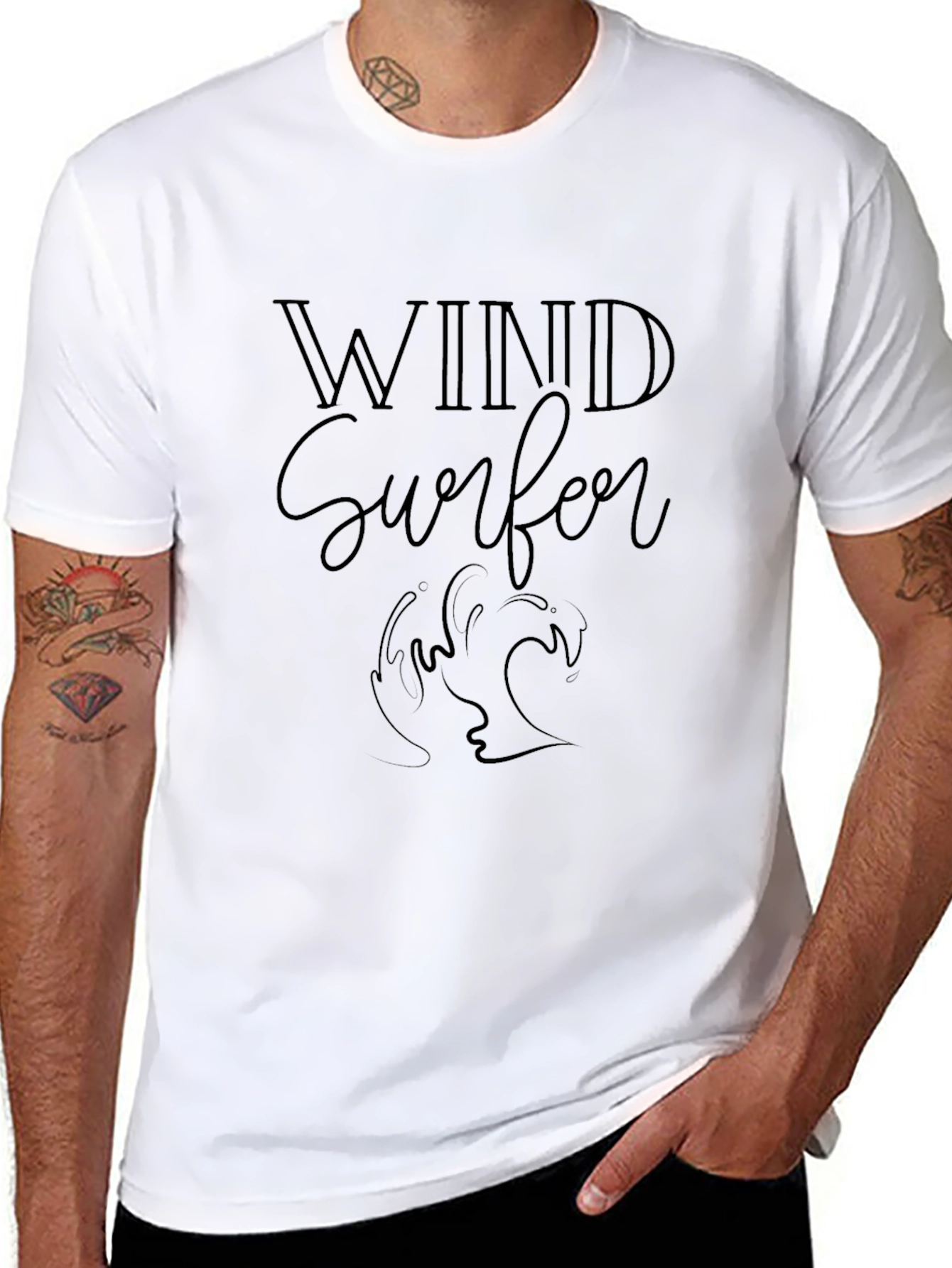Wind Surfer Graphic Black T-Shirt