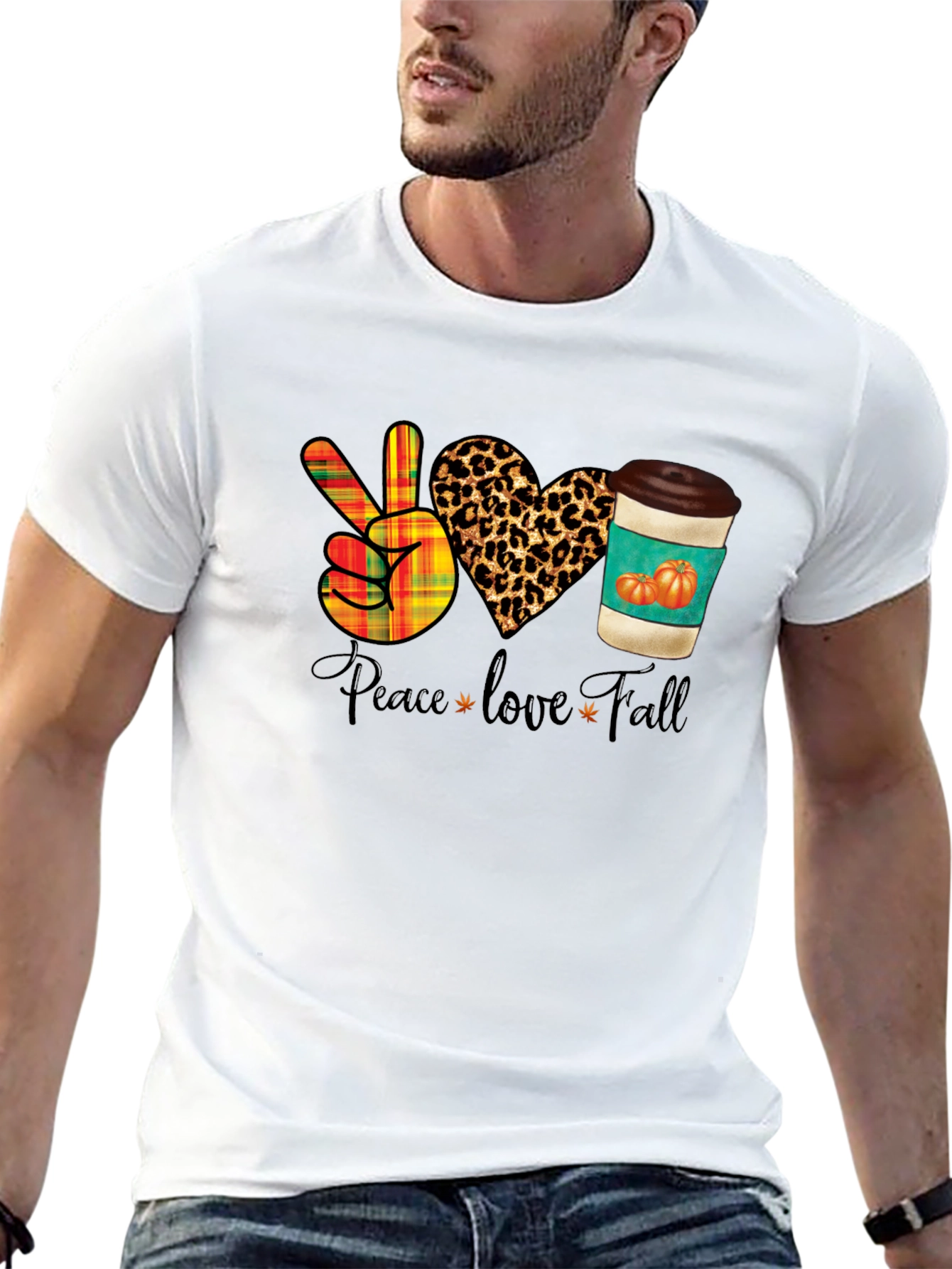 Peace Love Fall T-Shirt - Autumn Themed Graphic Tee