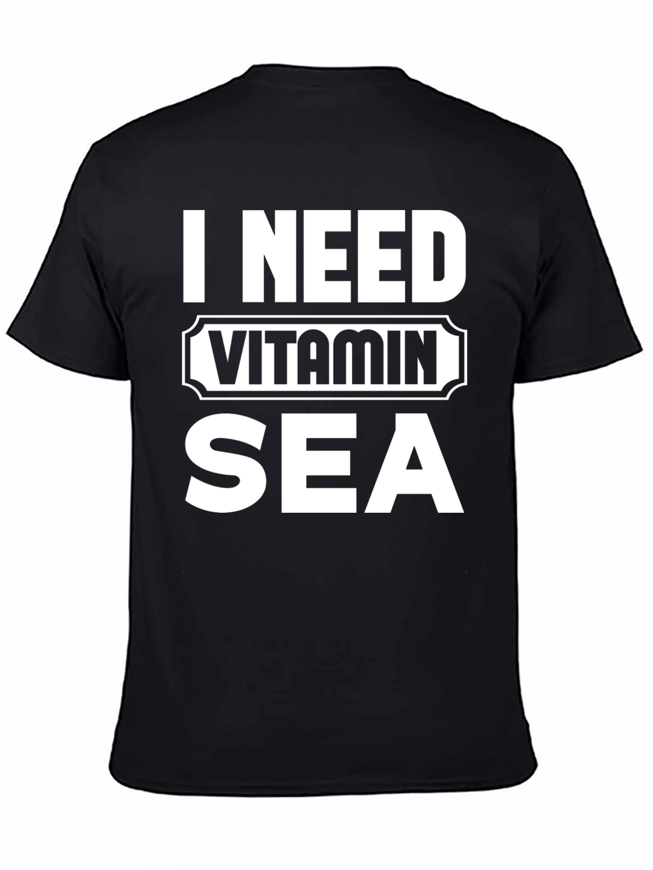 I Need Vitamin Sea Black Graphic T-Shirt
