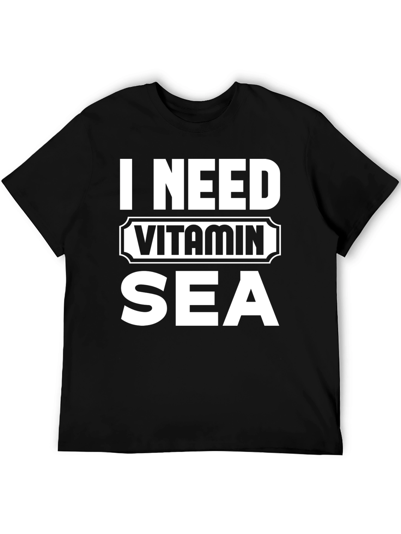 I Need Vitamin Sea Black Graphic T-Shirt